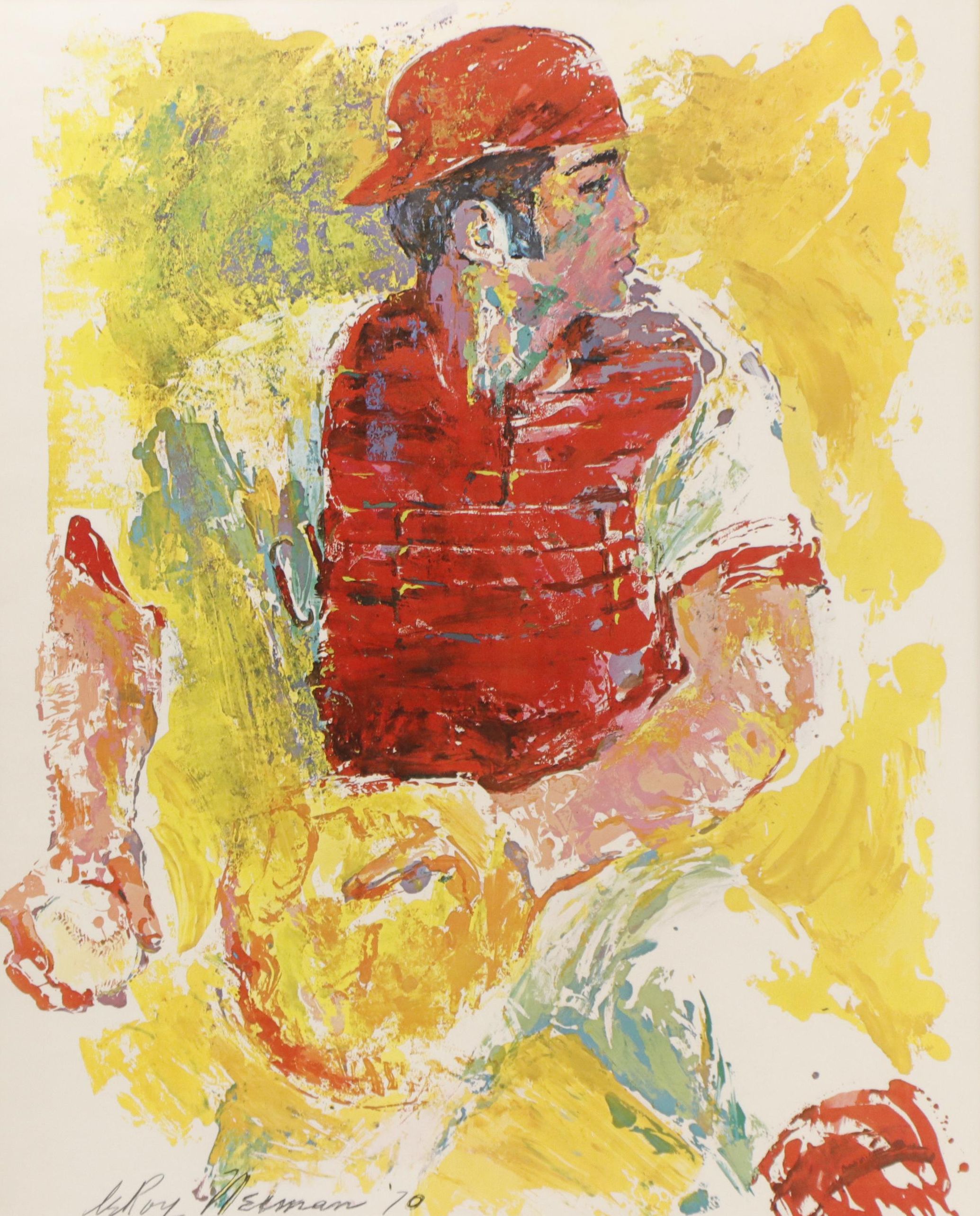 LeRoy Neiman Signed Johnny Bench Cincinnati Red Limited Edition Framed Artwork