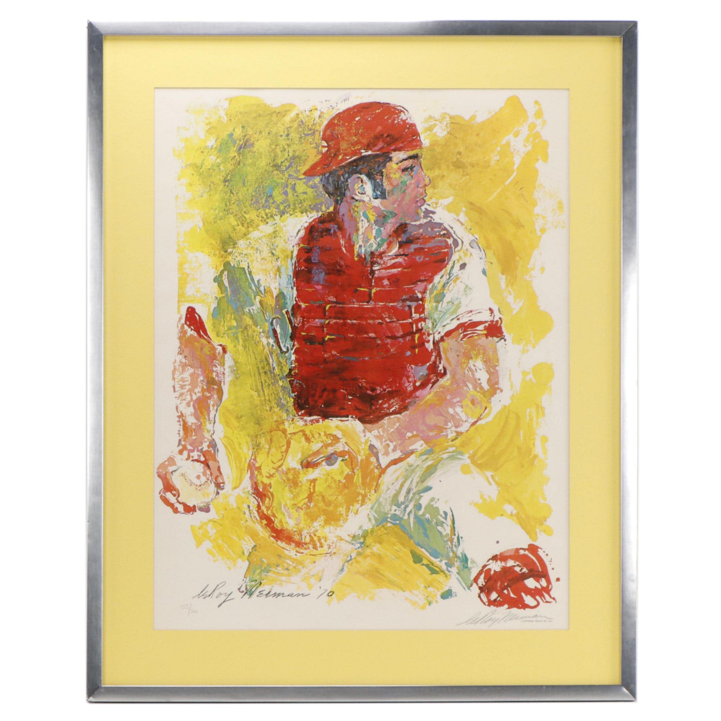 LeRoy Neiman Signed Johnny Bench Cincinnati Red Limited Edition Framed Artwork