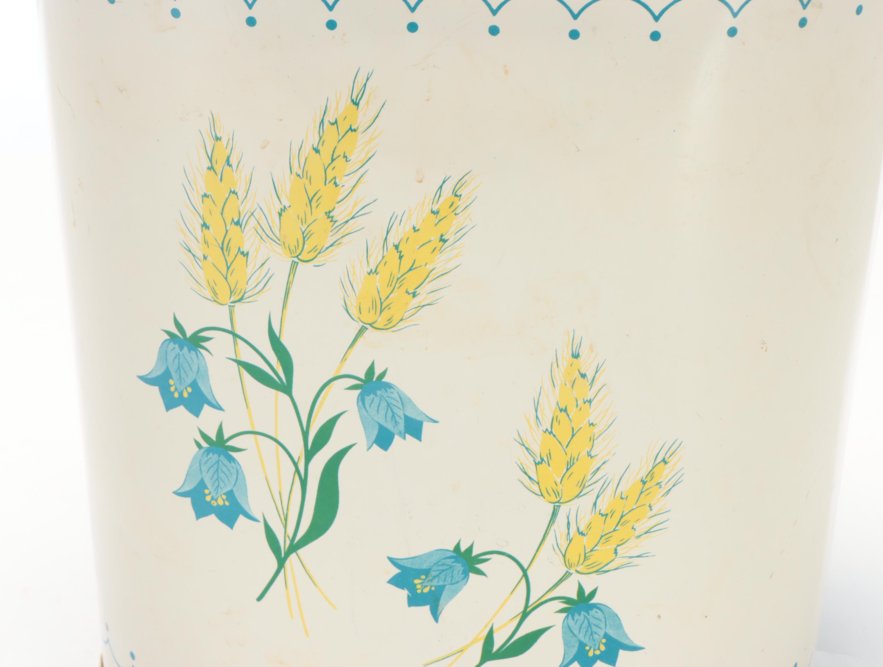 Hand-Painted Toleware Can, Mid  to Late 20th Century