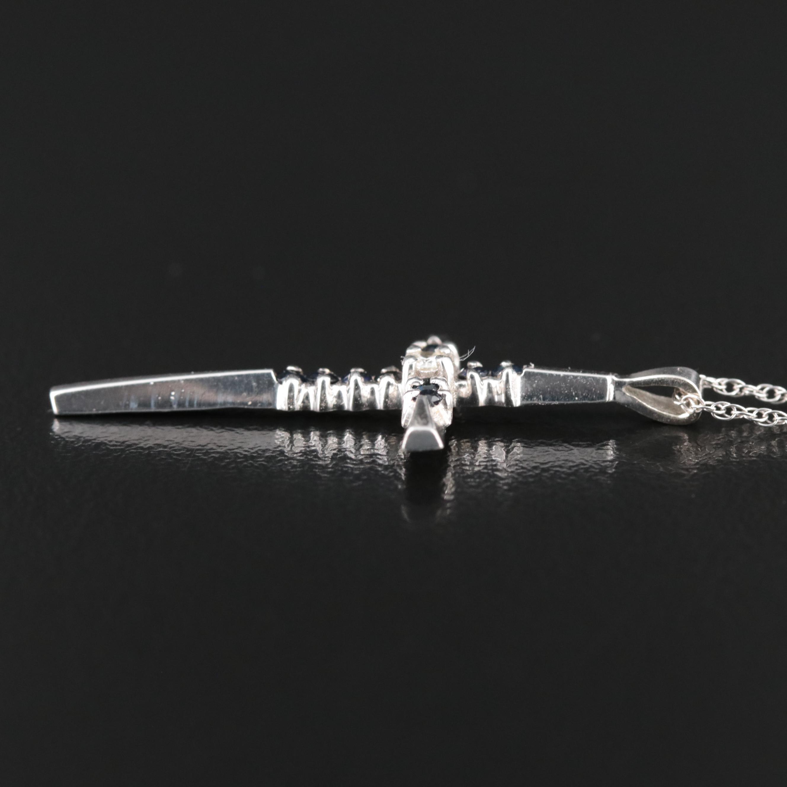 14K Diamond and Sapphire Cross Necklace