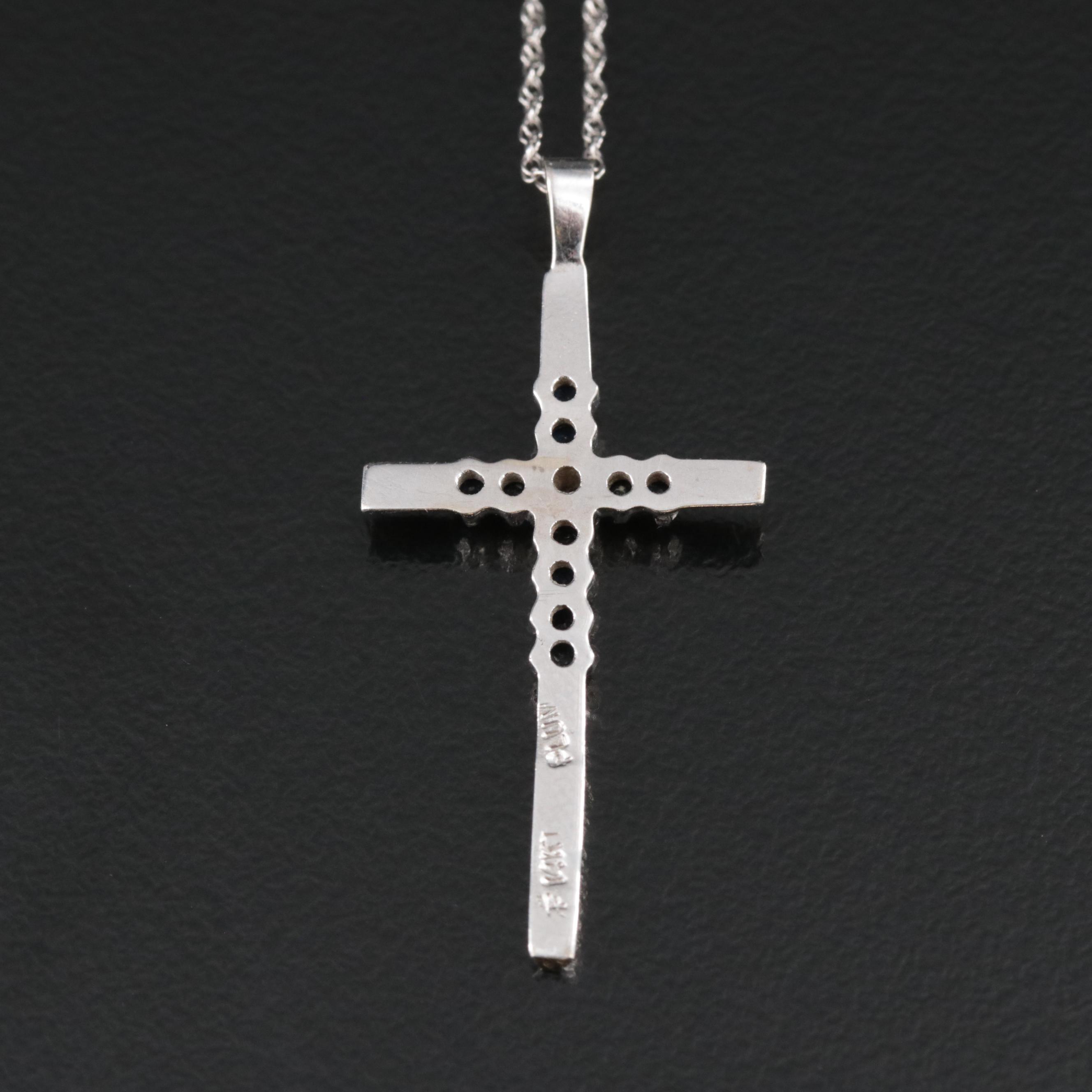 14K Diamond and Sapphire Cross Necklace