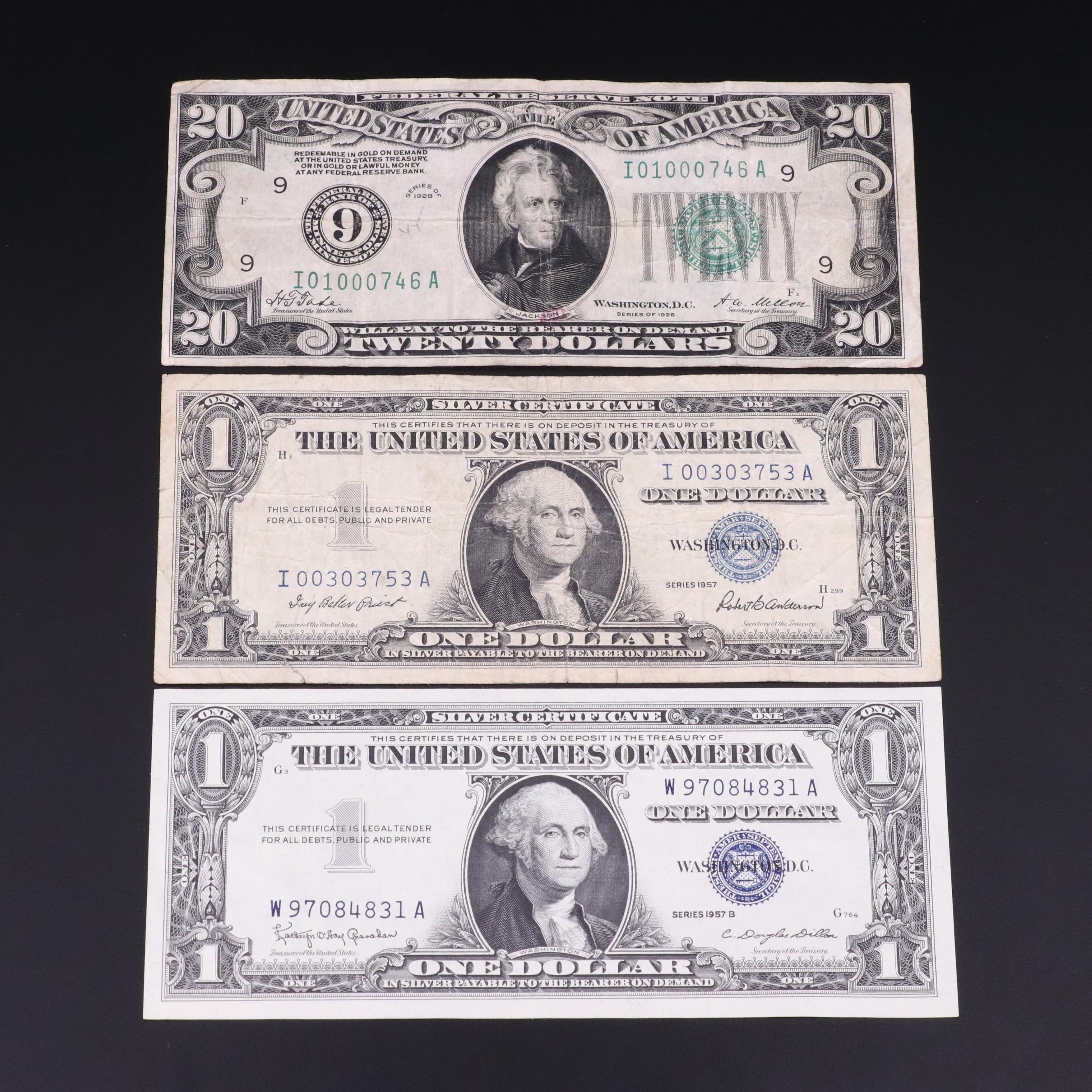 Three United States Currency Notes