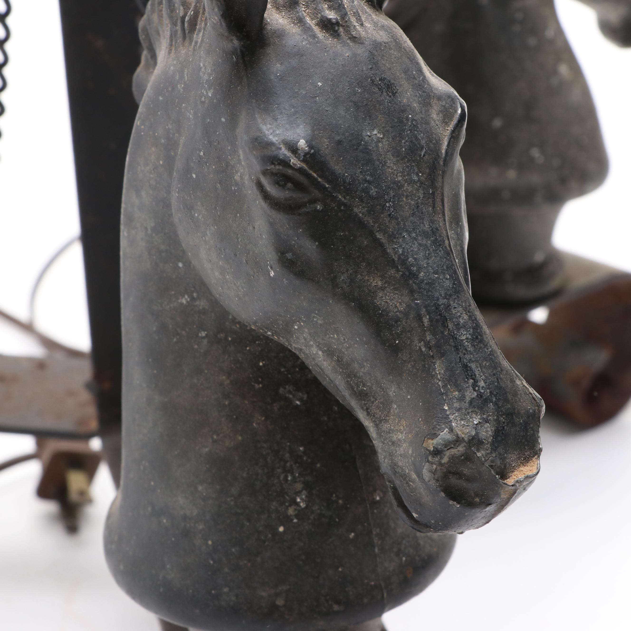 Cast and Wrought Iron Horse Head Lamp Base, 20th Century