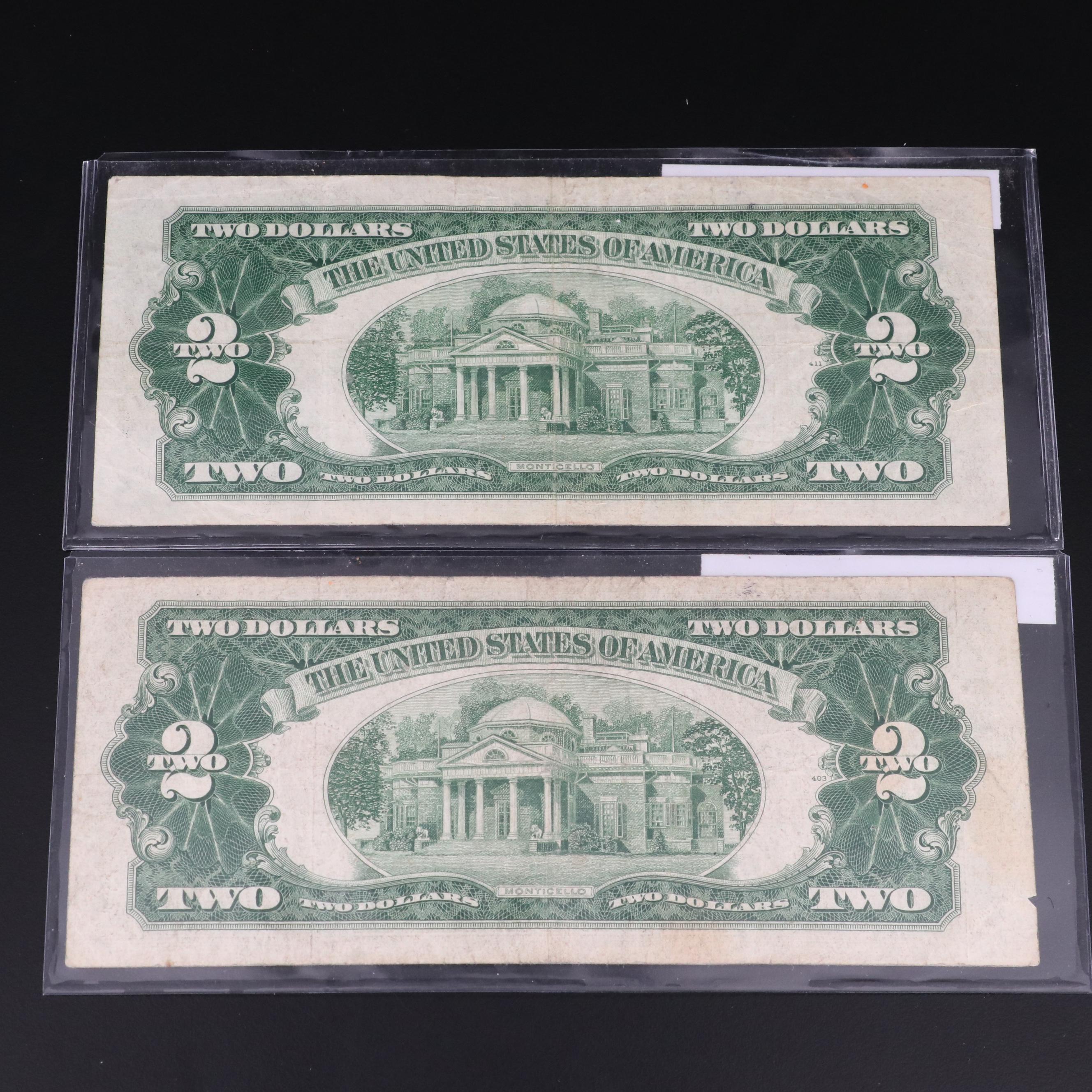 Group of Nineteen United States Two Dollar Notes