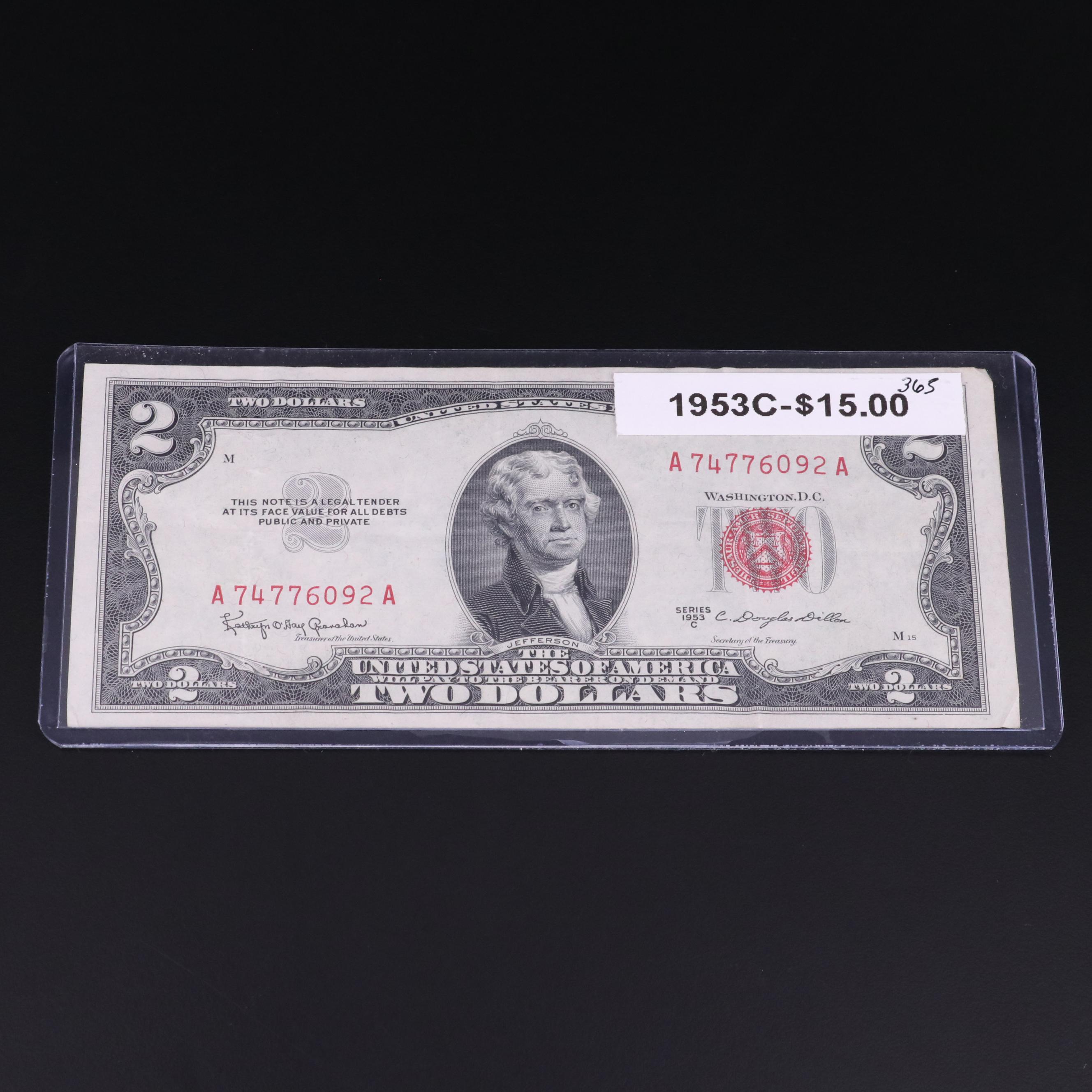 Group of Nineteen United States Two Dollar Notes