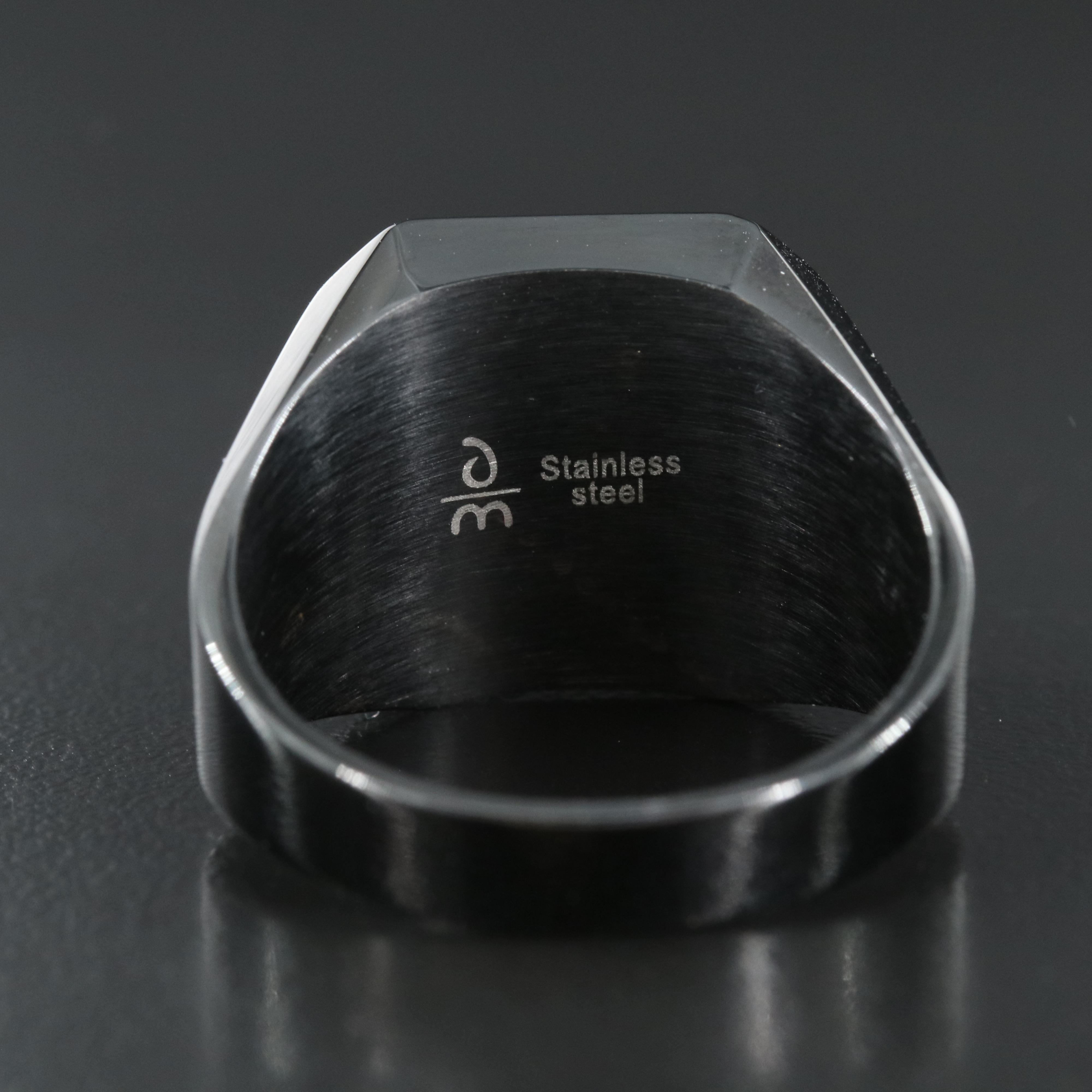 Stainless Steel Ohio State Signet Ring with Diamonds