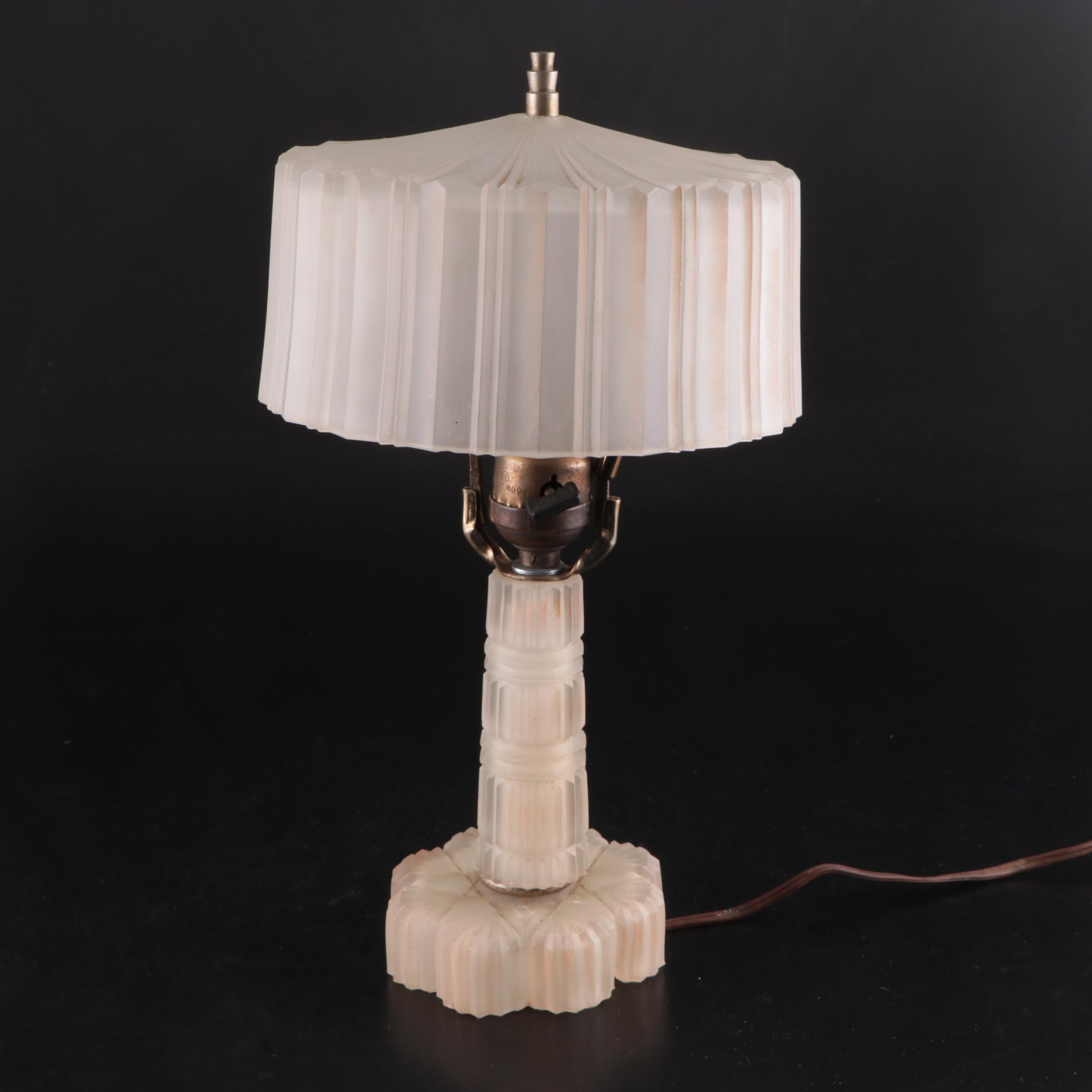 Art Deco Frosted Glass Boudoir Lamp, Early 20th Century