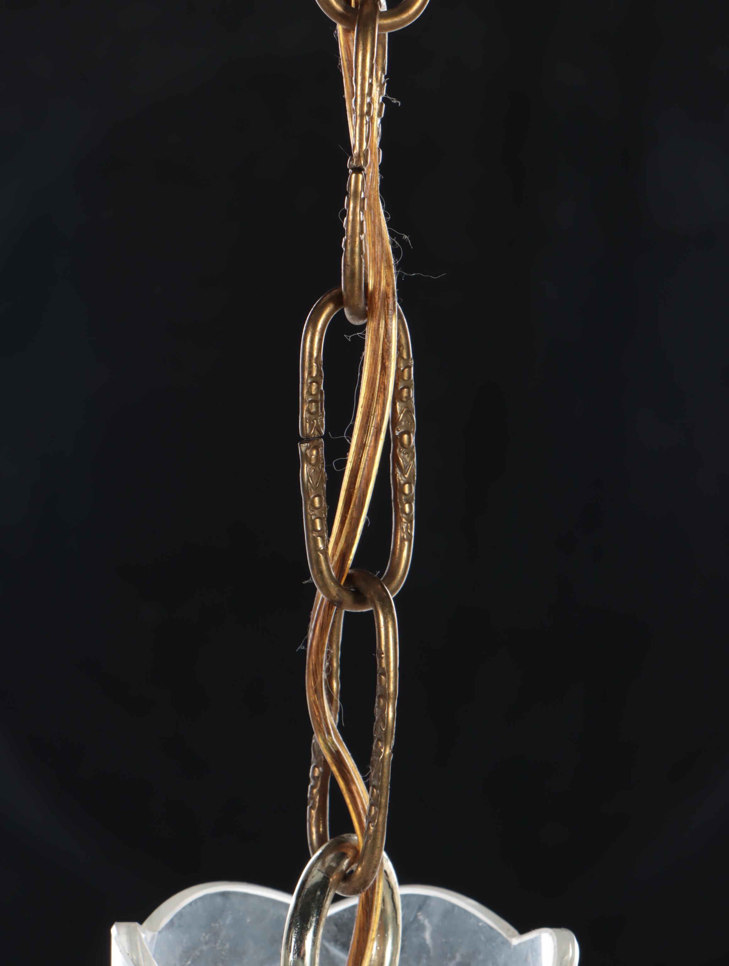 Cut Glass Pendant Light with Crystal Prisms, Early 20th Century