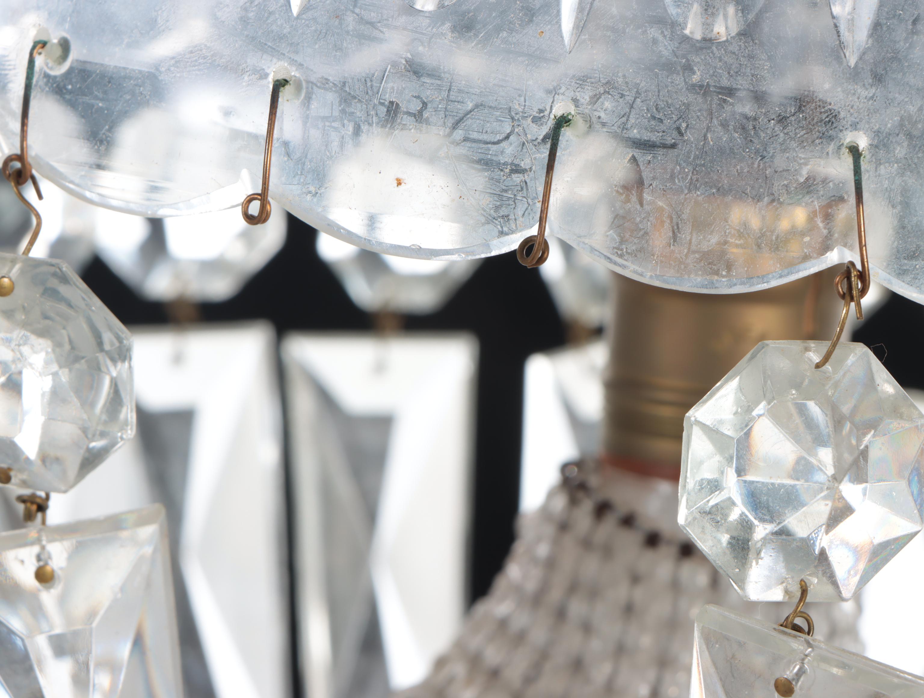 Cut Glass Pendant Light with Crystal Prisms, Early 20th Century