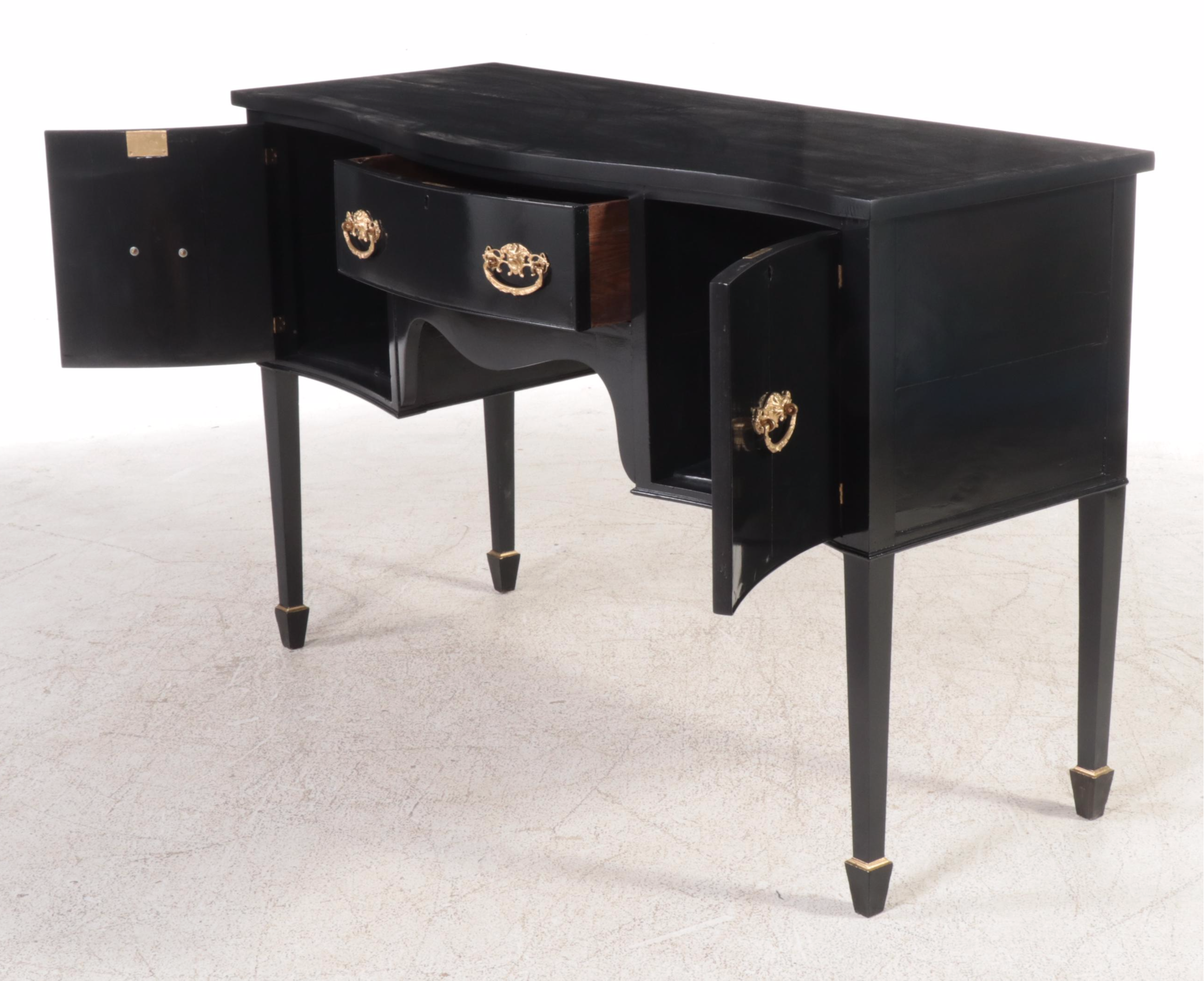 Hepplewhite Style Ebonized and Parcle Gilt Wooden Buffet
