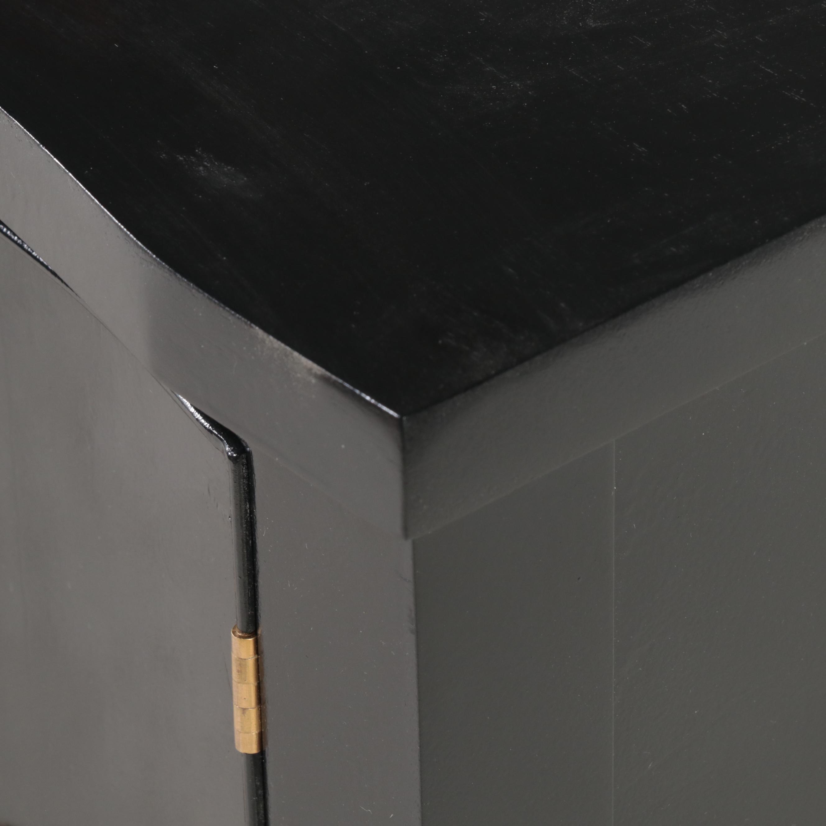 Hepplewhite Style Ebonized and Parcle Gilt Wooden Buffet