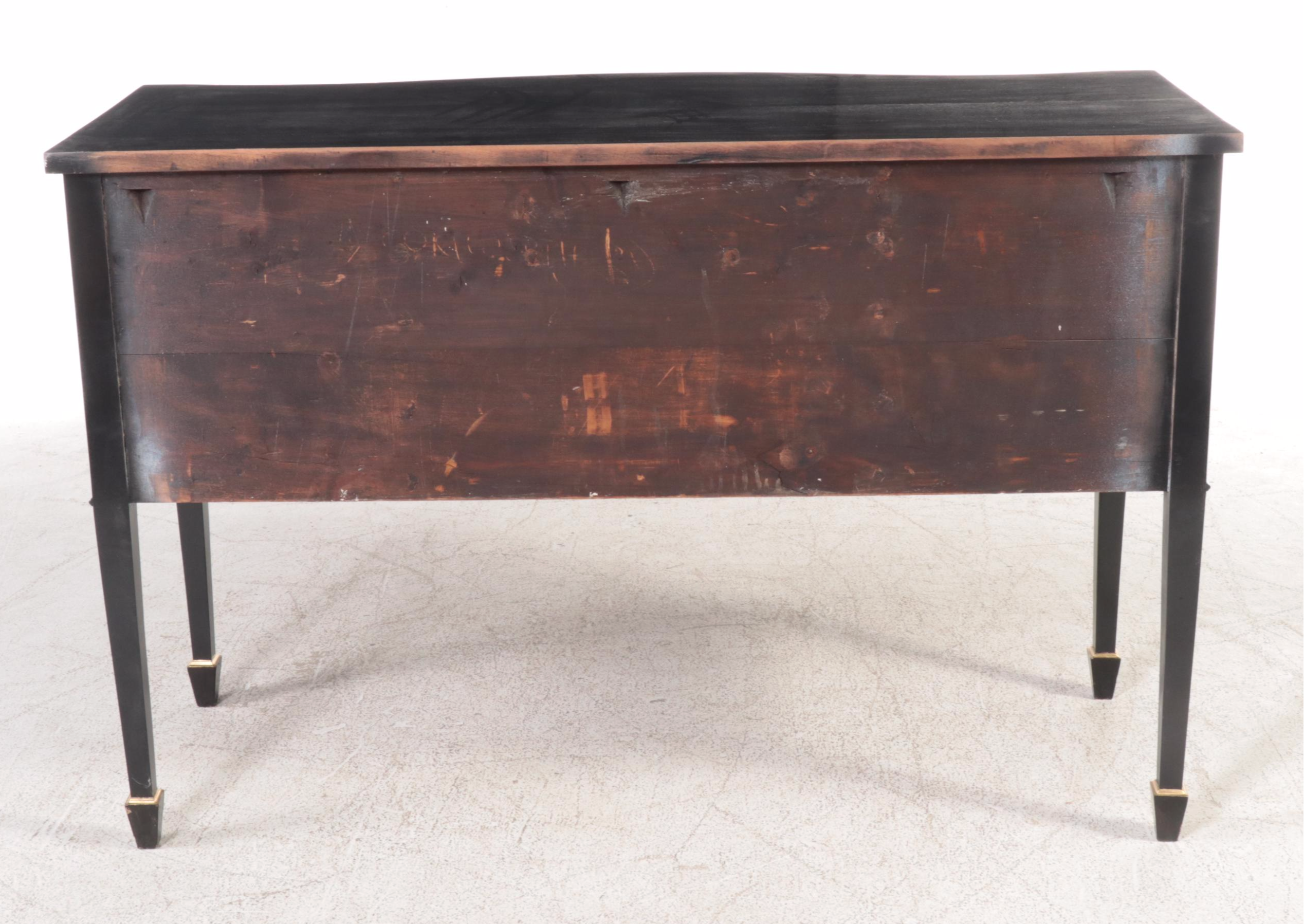 Hepplewhite Style Ebonized and Parcle Gilt Wooden Buffet