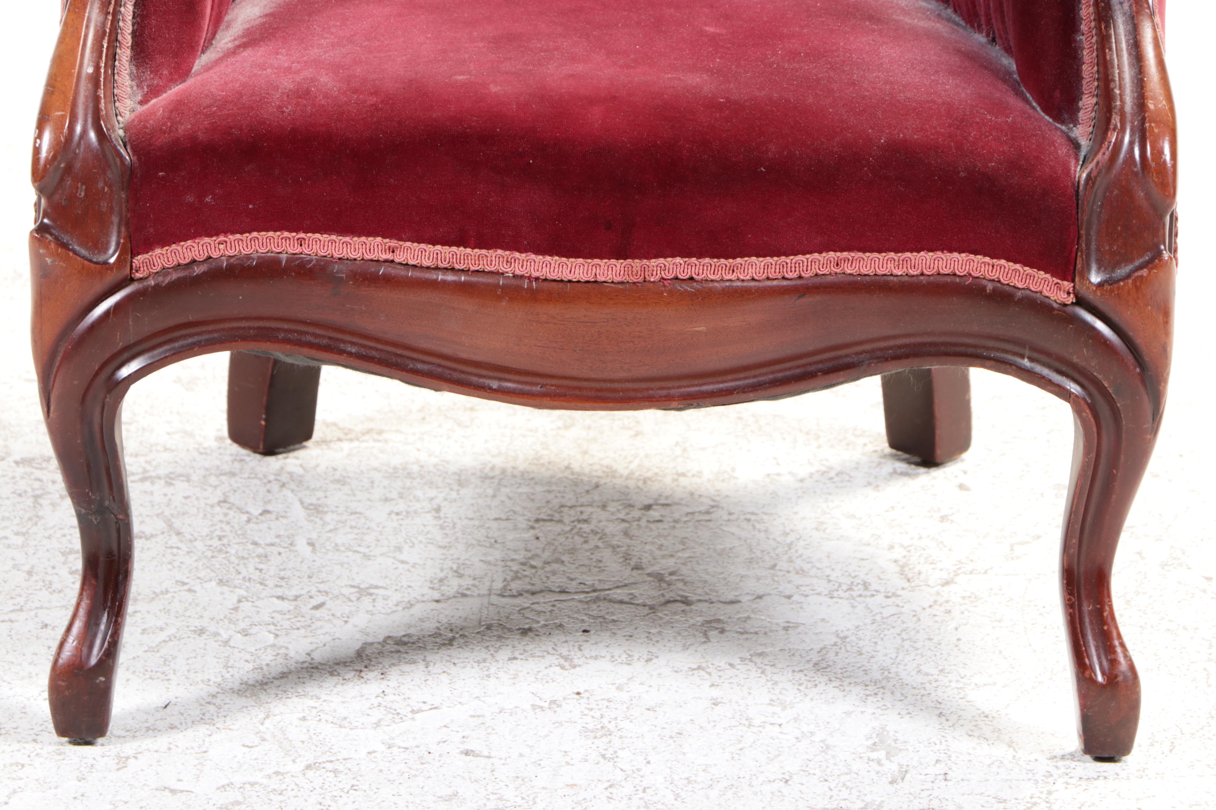 Victorian Rococo Revival Carved Wood Armchair, Early 20th Century