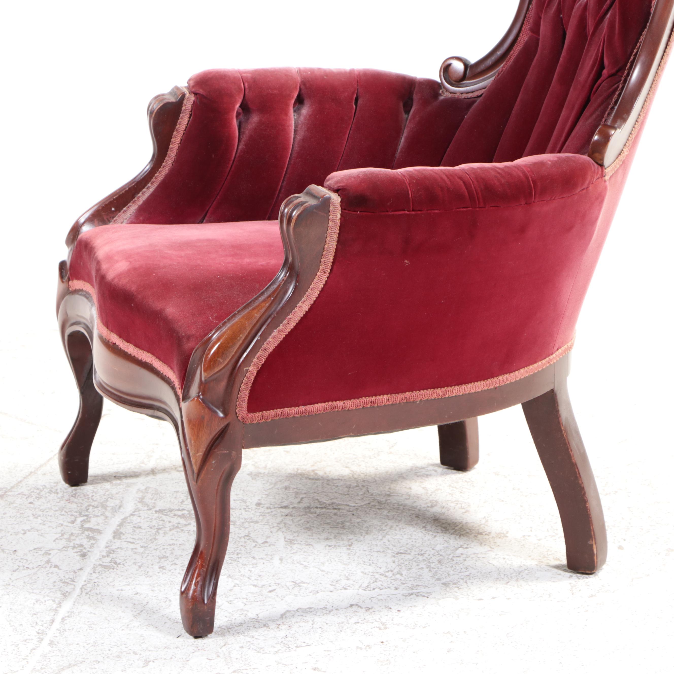 Victorian Rococo Revival Carved Wood Armchair, Early 20th Century