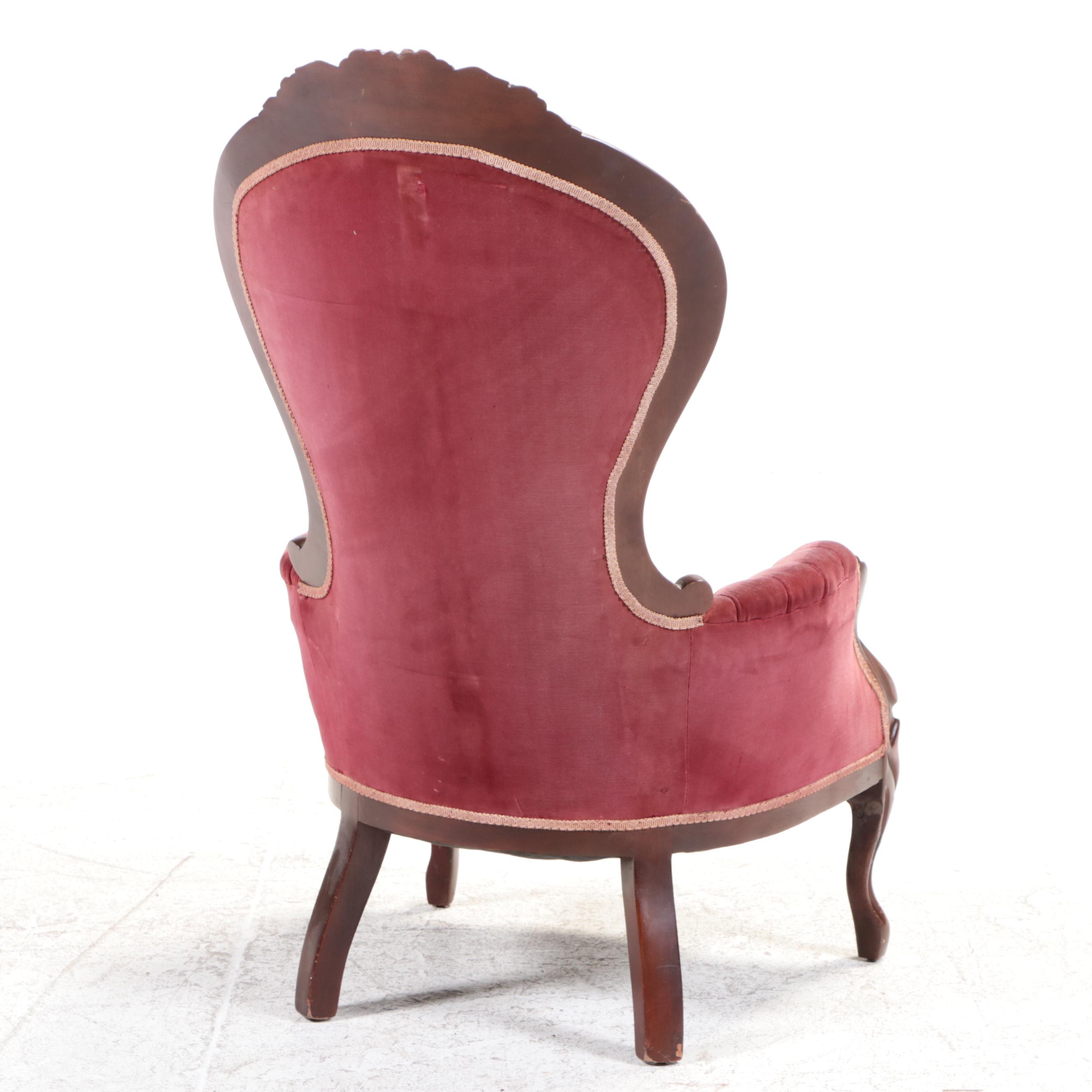 Victorian Rococo Revival Carved Wood Armchair, Early 20th Century