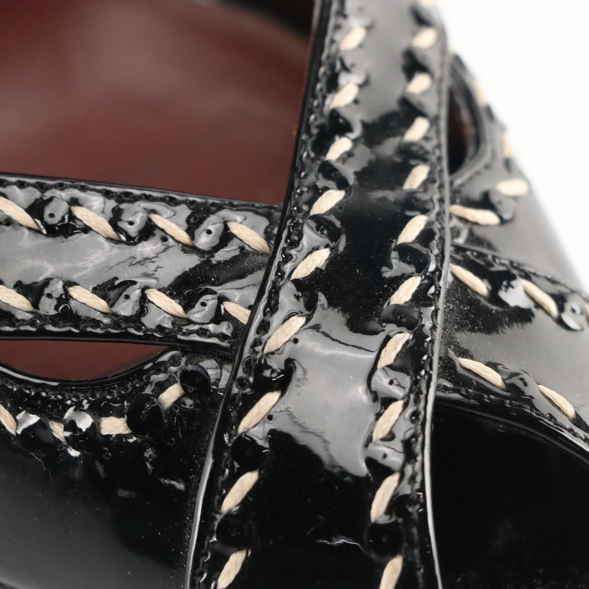 Bottega Veneta Peep Toe Mary Jane Strap Pumps in Patent Leather