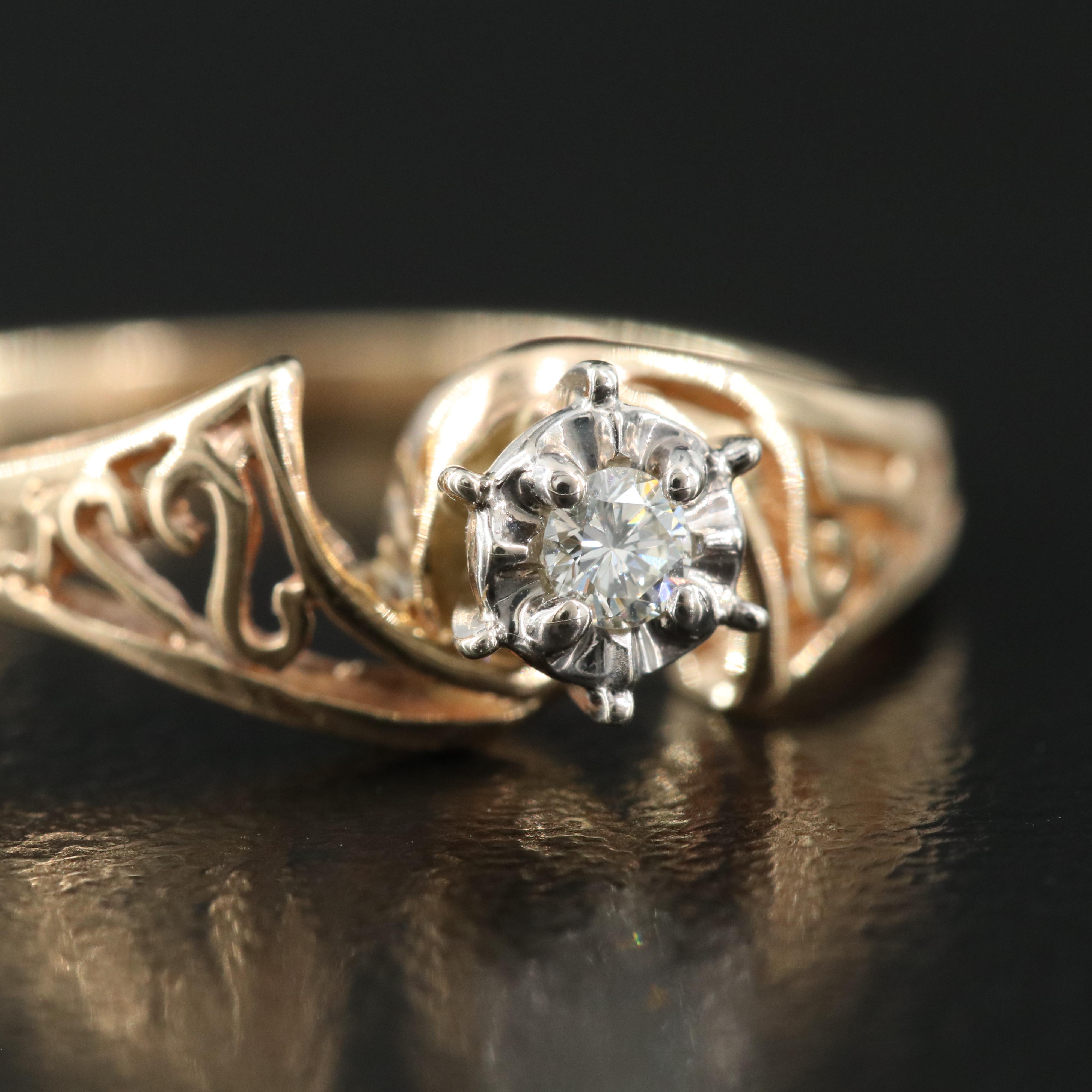 10K 0.05 CT Diamond Solitaire Ring