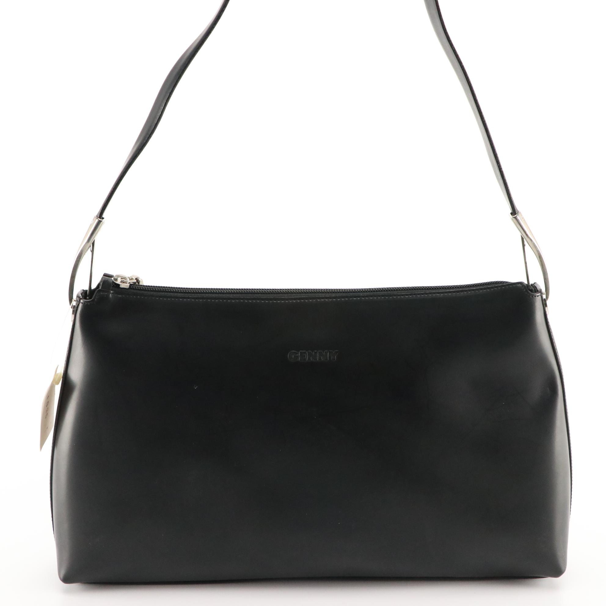 Genny Shoulder Bag in Black Leather with Tag