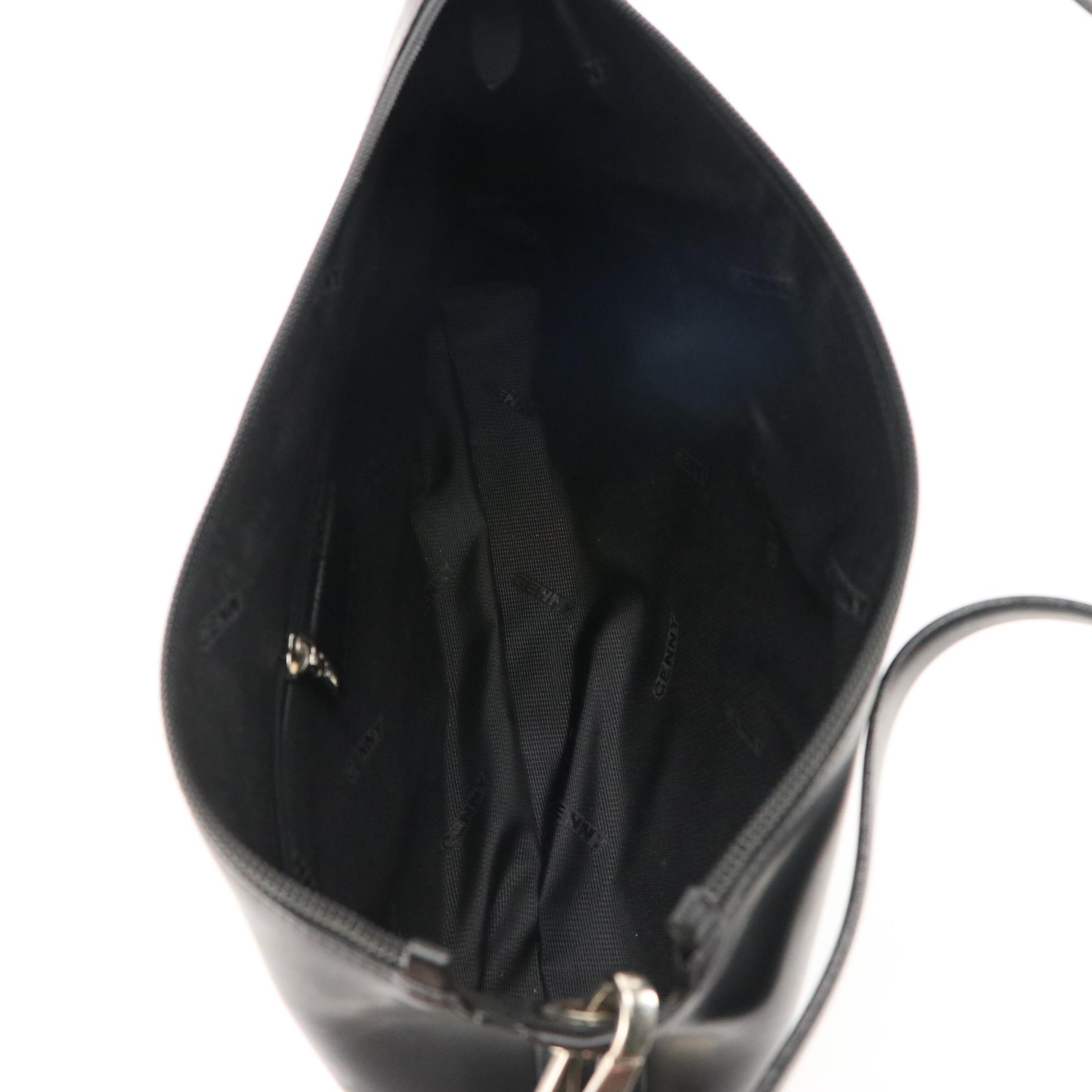 Genny Shoulder Bag in Black Leather with Tag