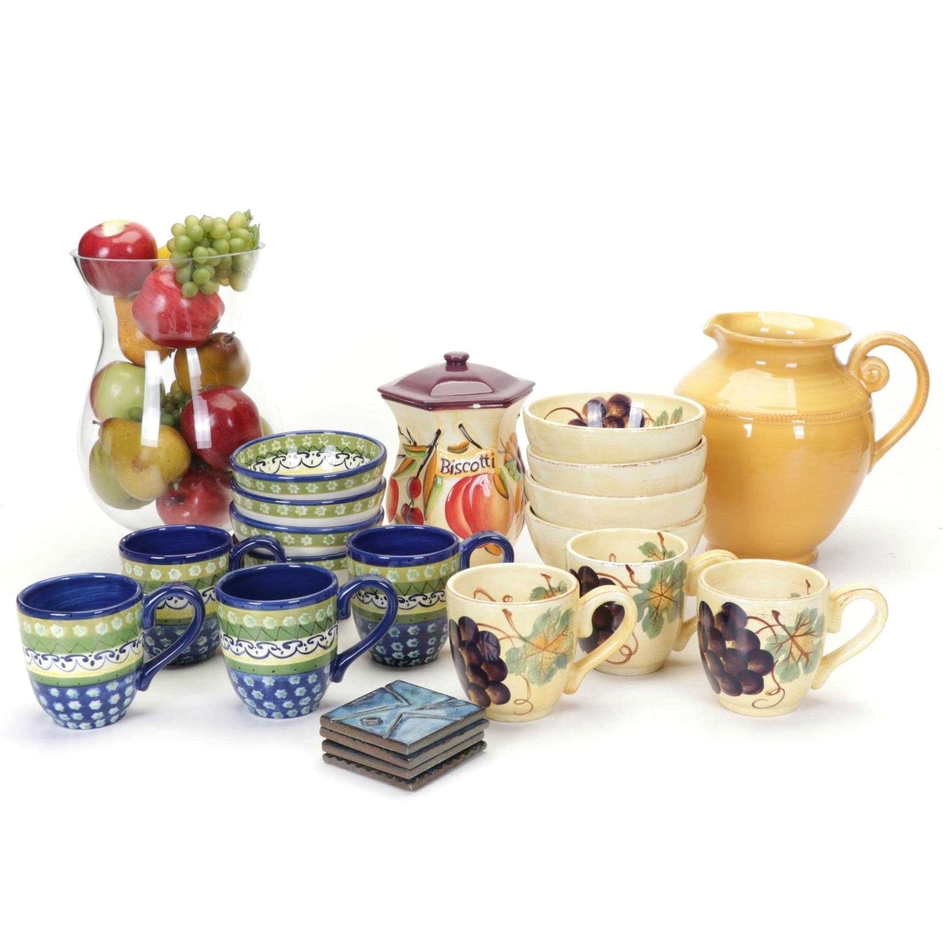Pottery Barn Ceramic Pitcher Featured In Dinnerware and Decor Collection