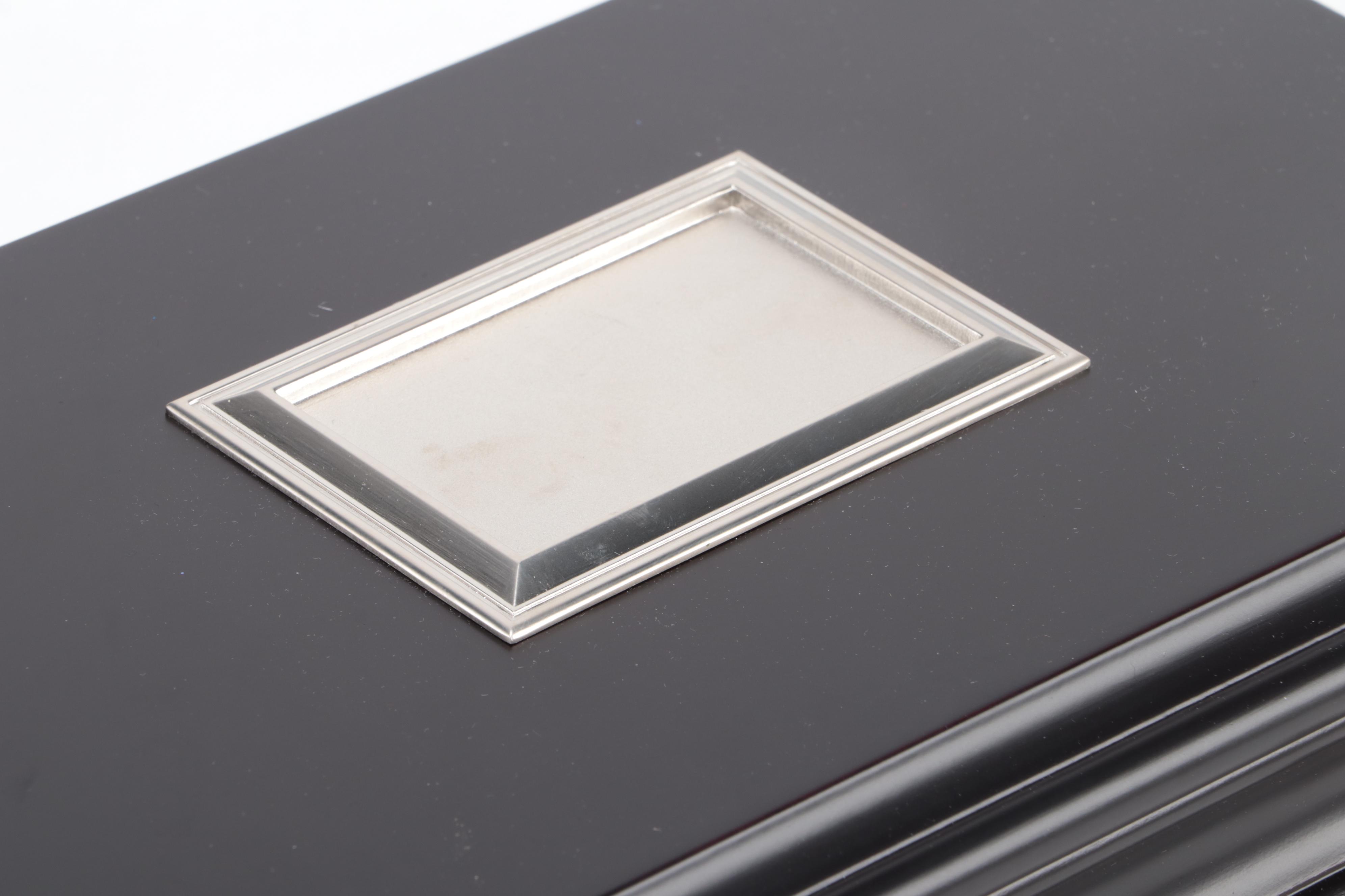 Things Remembered Black Gloss Finish Bombe Jewelry Box