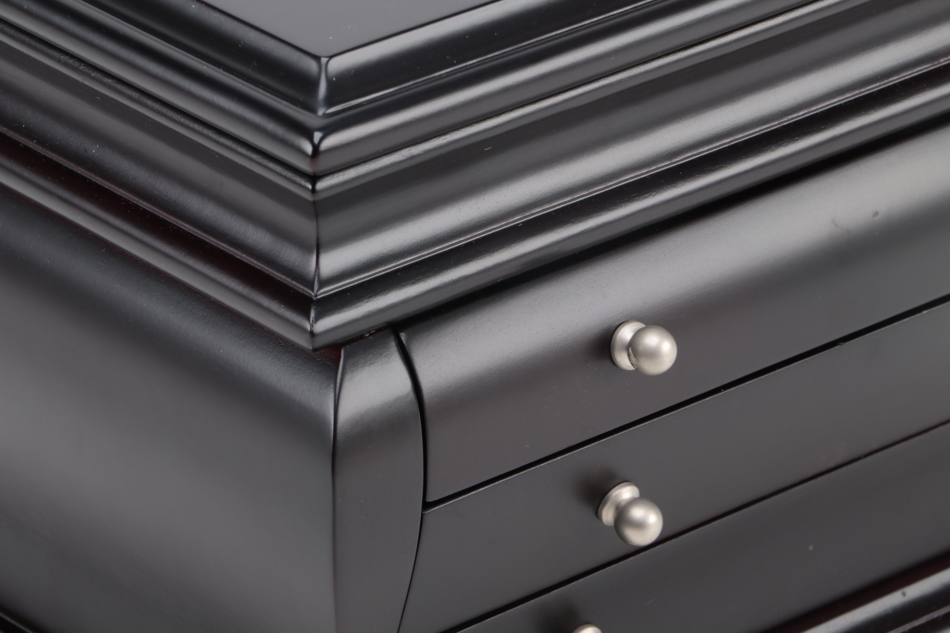 Things Remembered Black Gloss Finish Bombe Jewelry Box