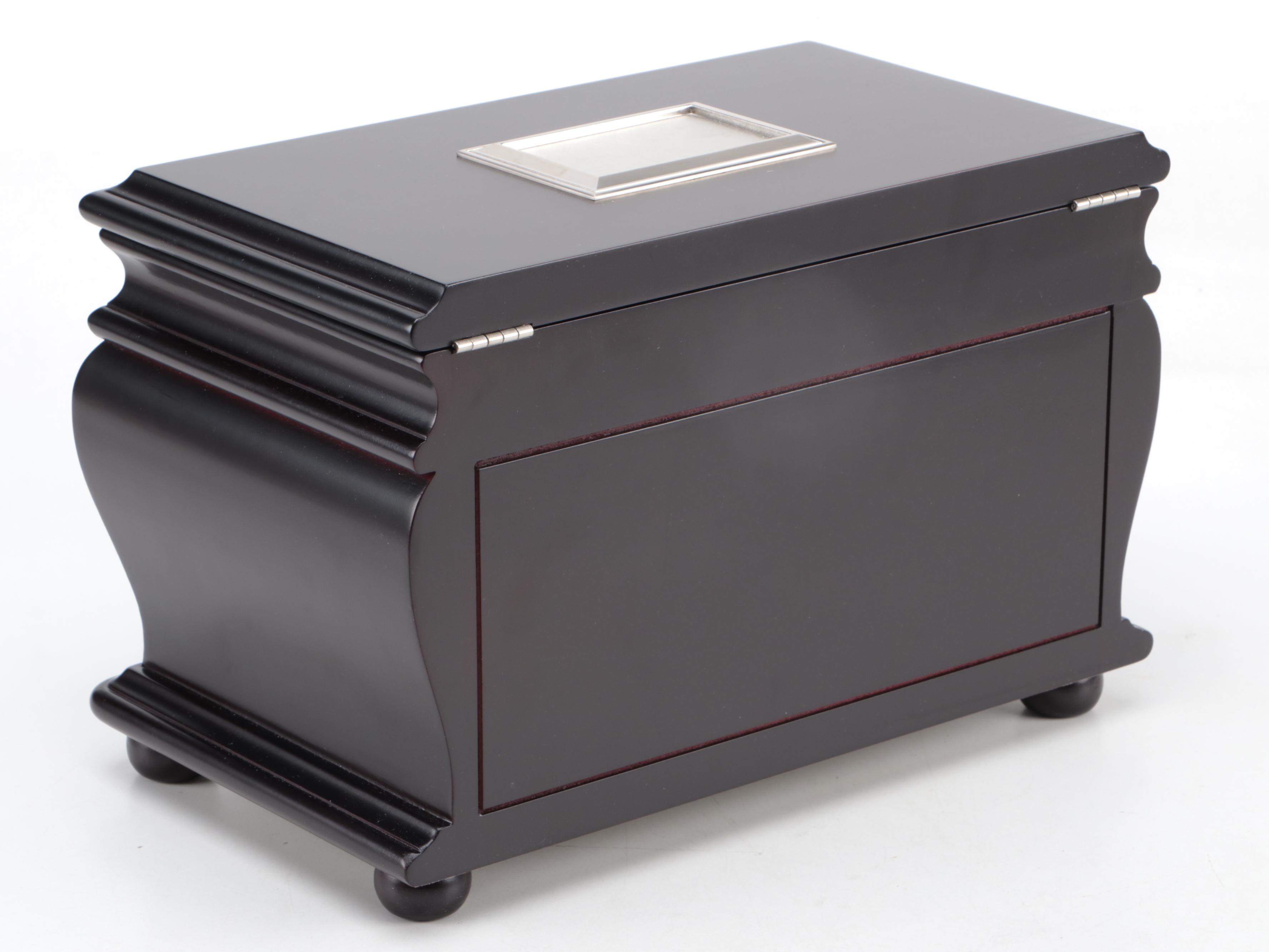 Things Remembered Black Gloss Finish Bombe Jewelry Box