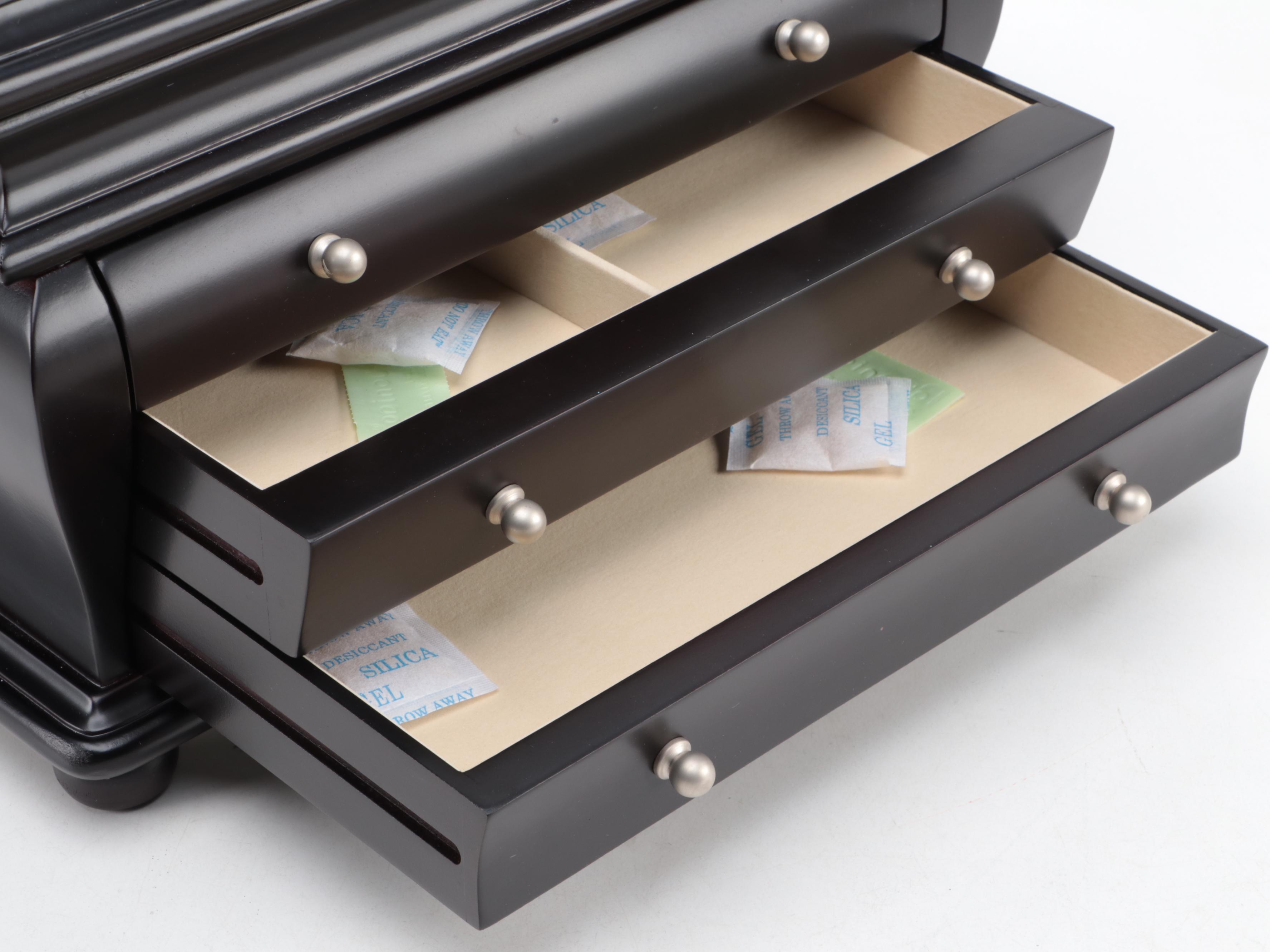 Things Remembered Black Gloss Finish Bombe Jewelry Box