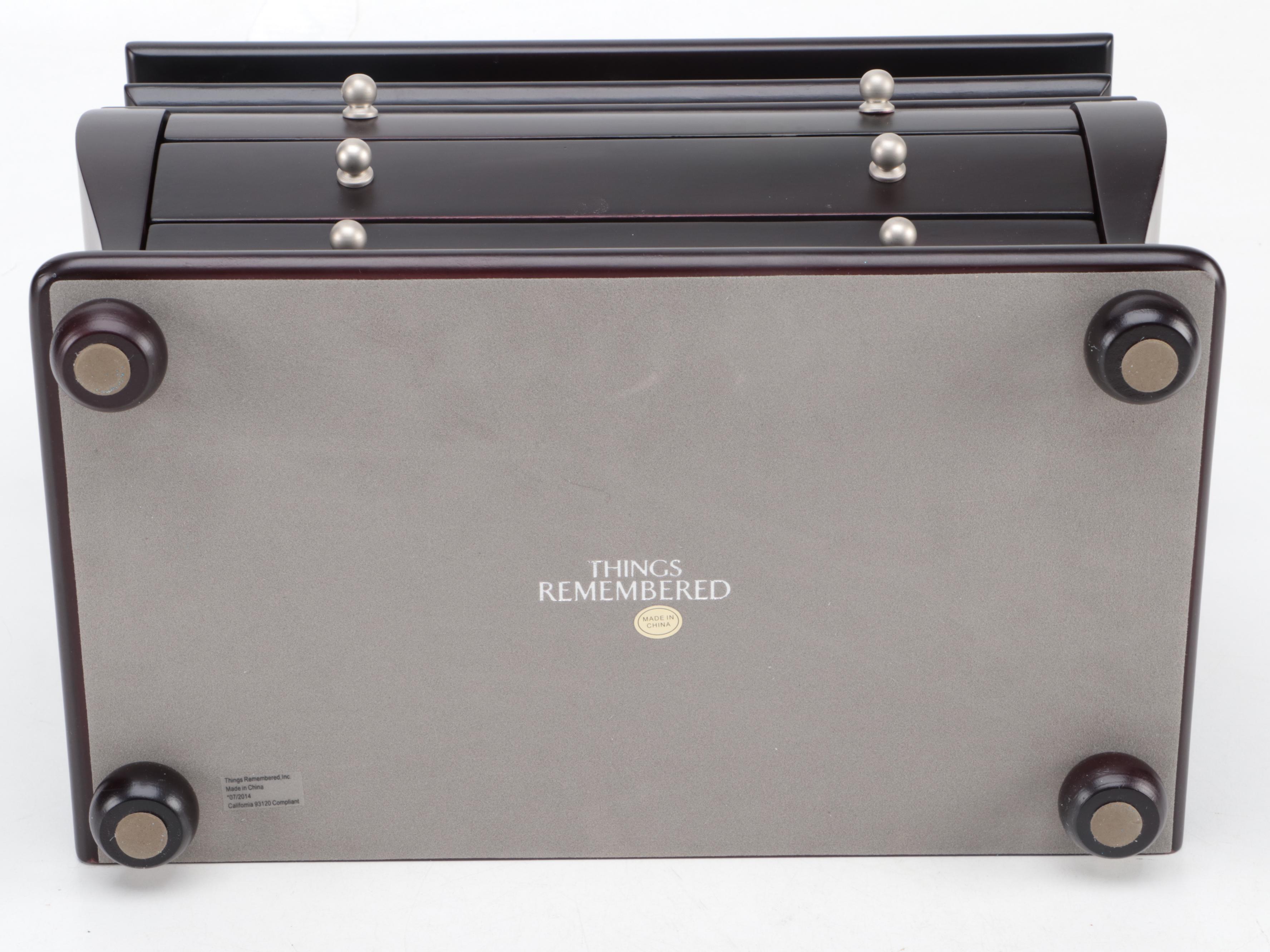 Things Remembered Black Gloss Finish Bombe Jewelry Box