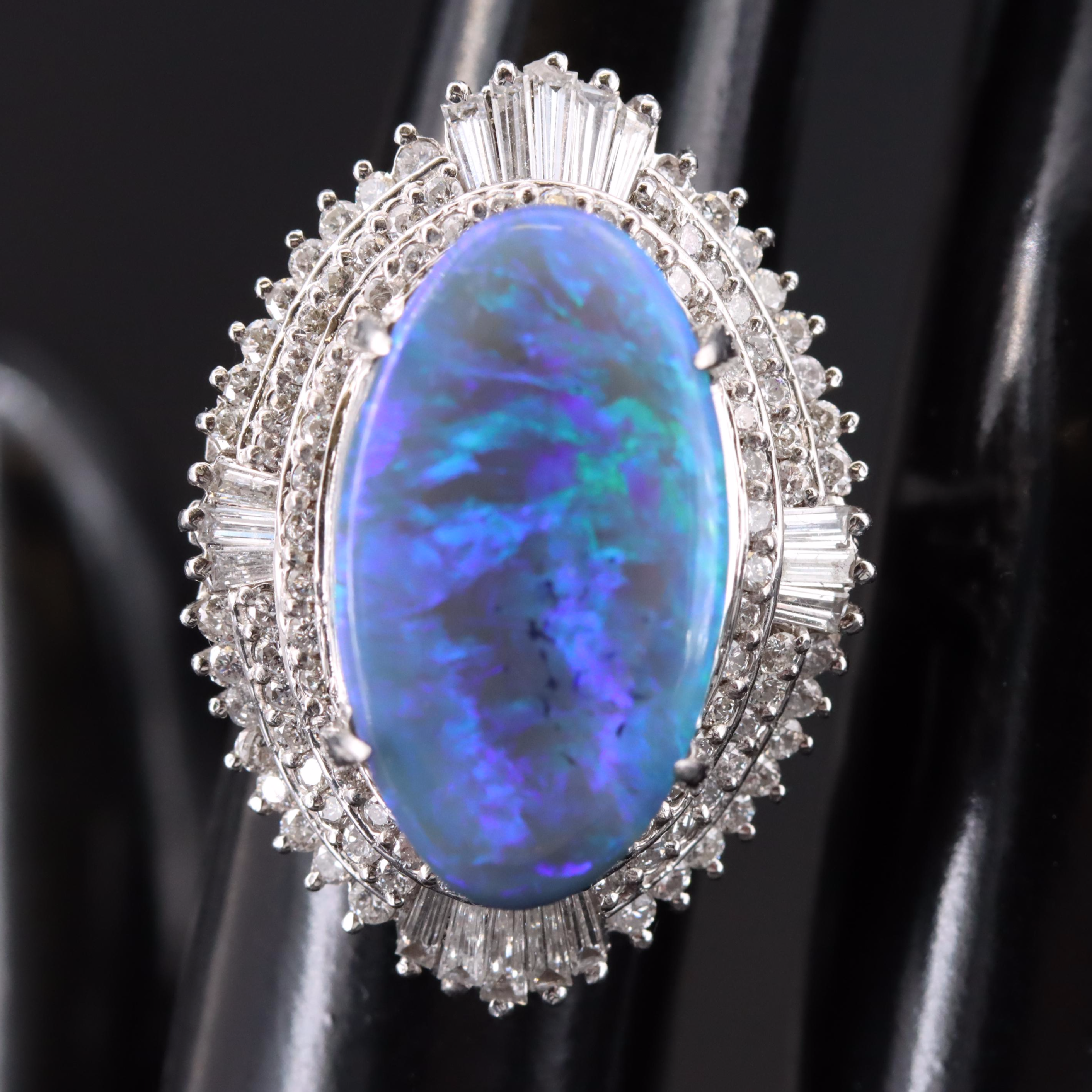 Platinum 8.14 CT Opal and 1.58 CTW Diamond Ballerina Ring