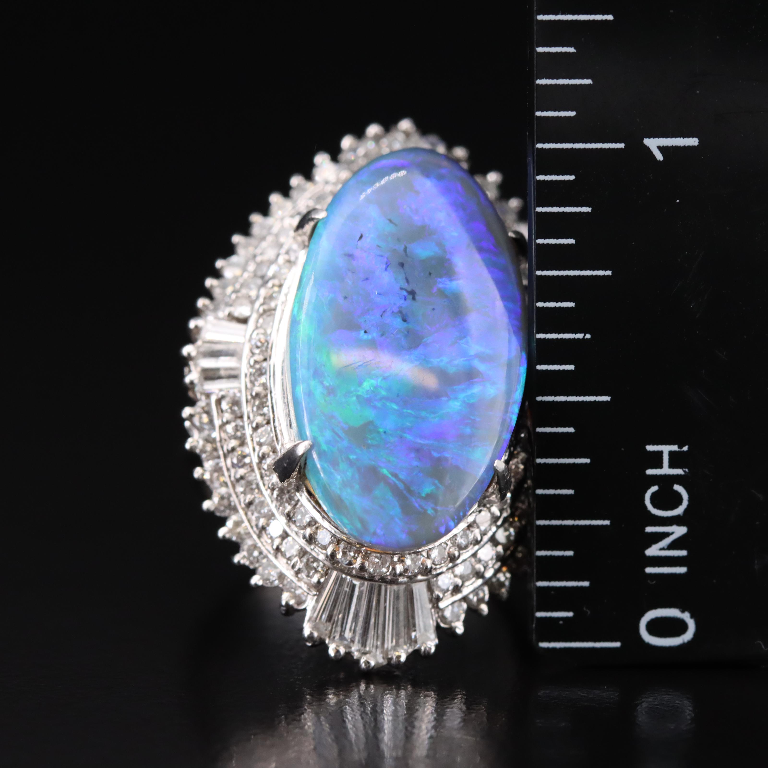 Platinum 8.14 CT Opal and 1.58 CTW Diamond Ballerina Ring