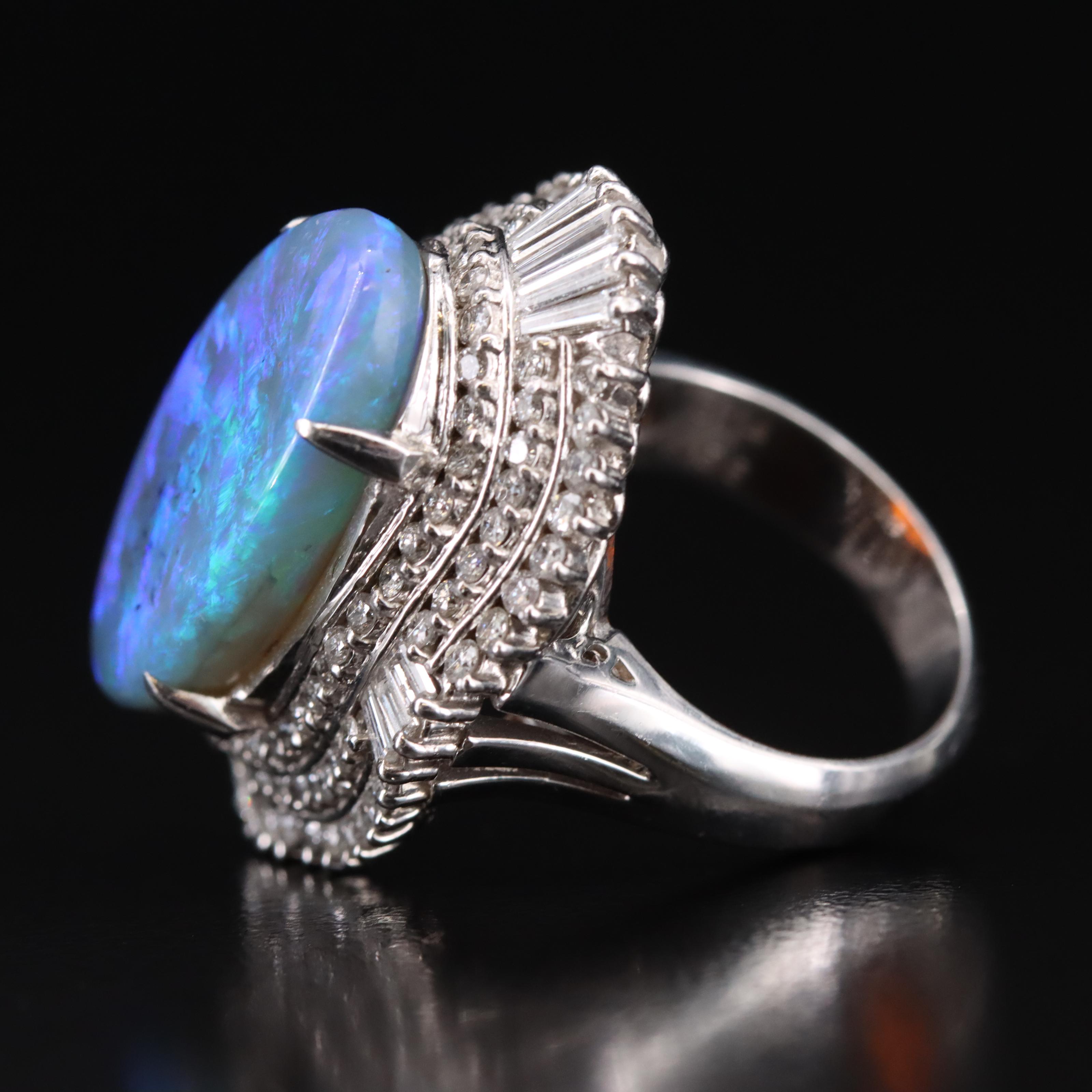 Platinum 8.14 CT Opal and 1.58 CTW Diamond Ballerina Ring