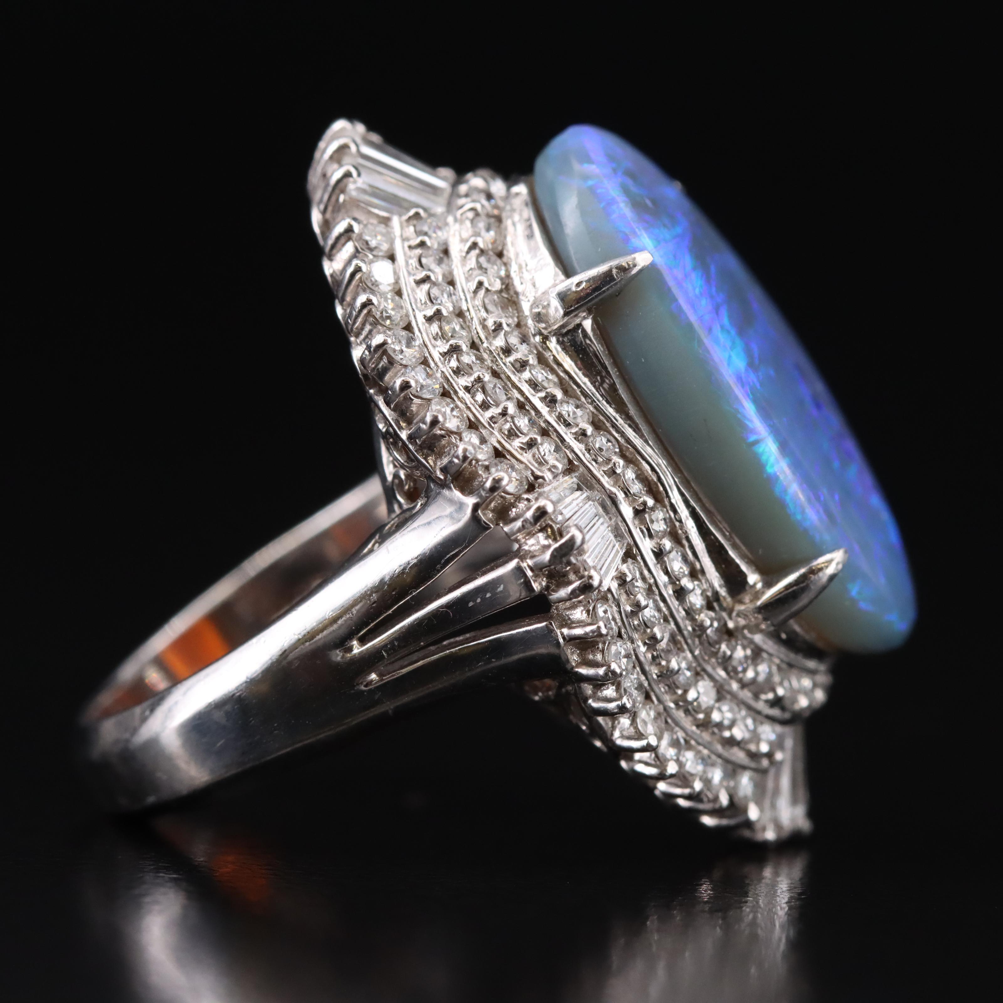 Platinum 8.14 CT Opal and 1.58 CTW Diamond Ballerina Ring
