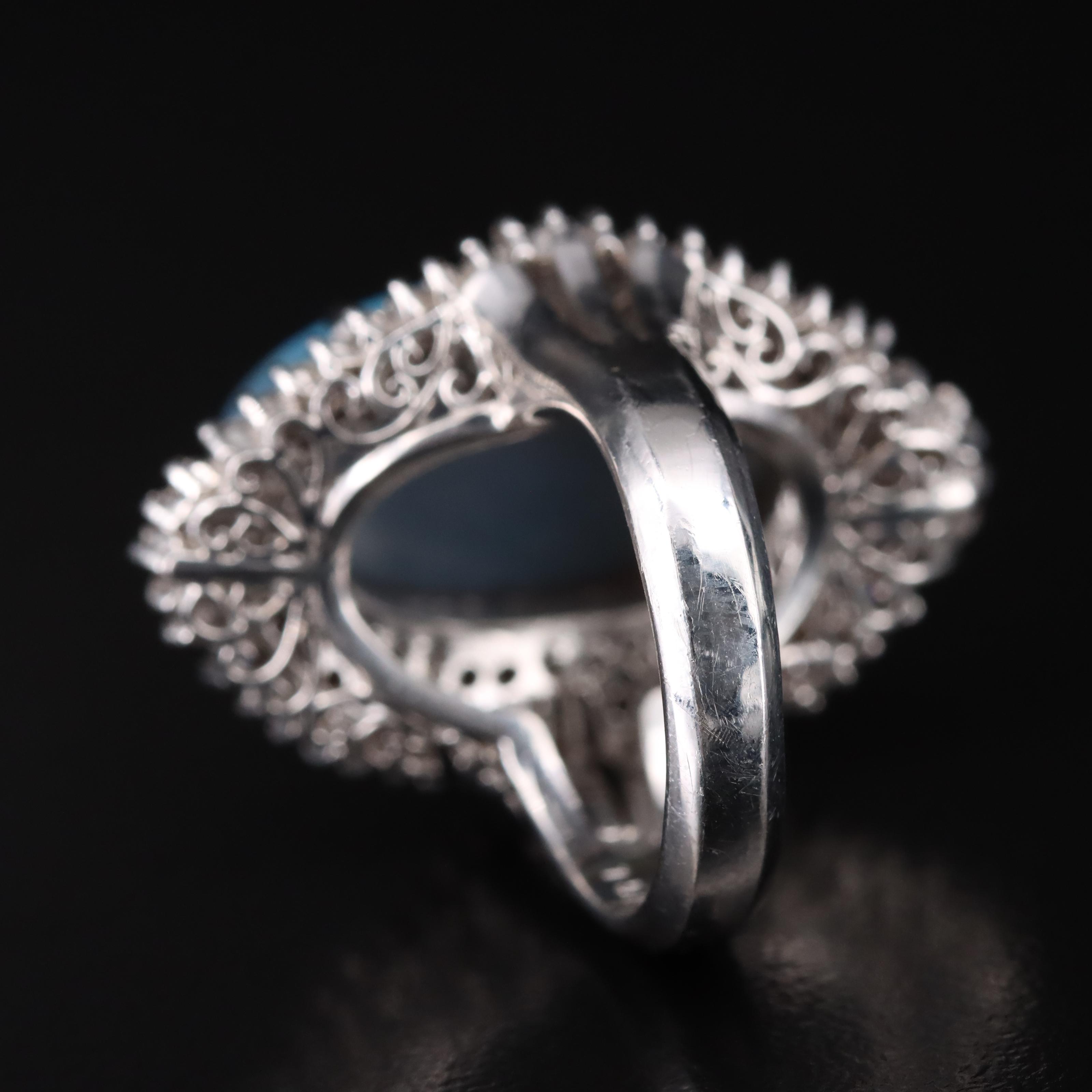 Platinum 8.14 CT Opal and 1.58 CTW Diamond Ballerina Ring