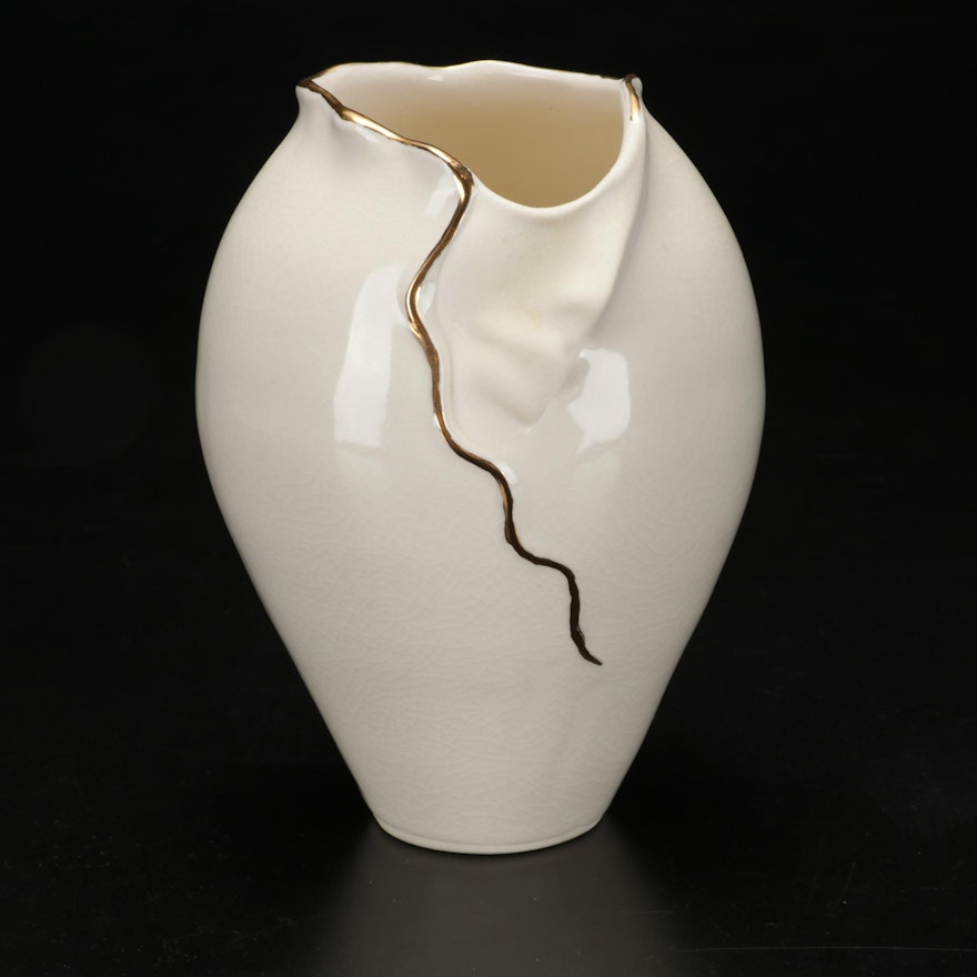 Blue Sky Porcelain By Sara Lund Studios Figural Ceramic Vase