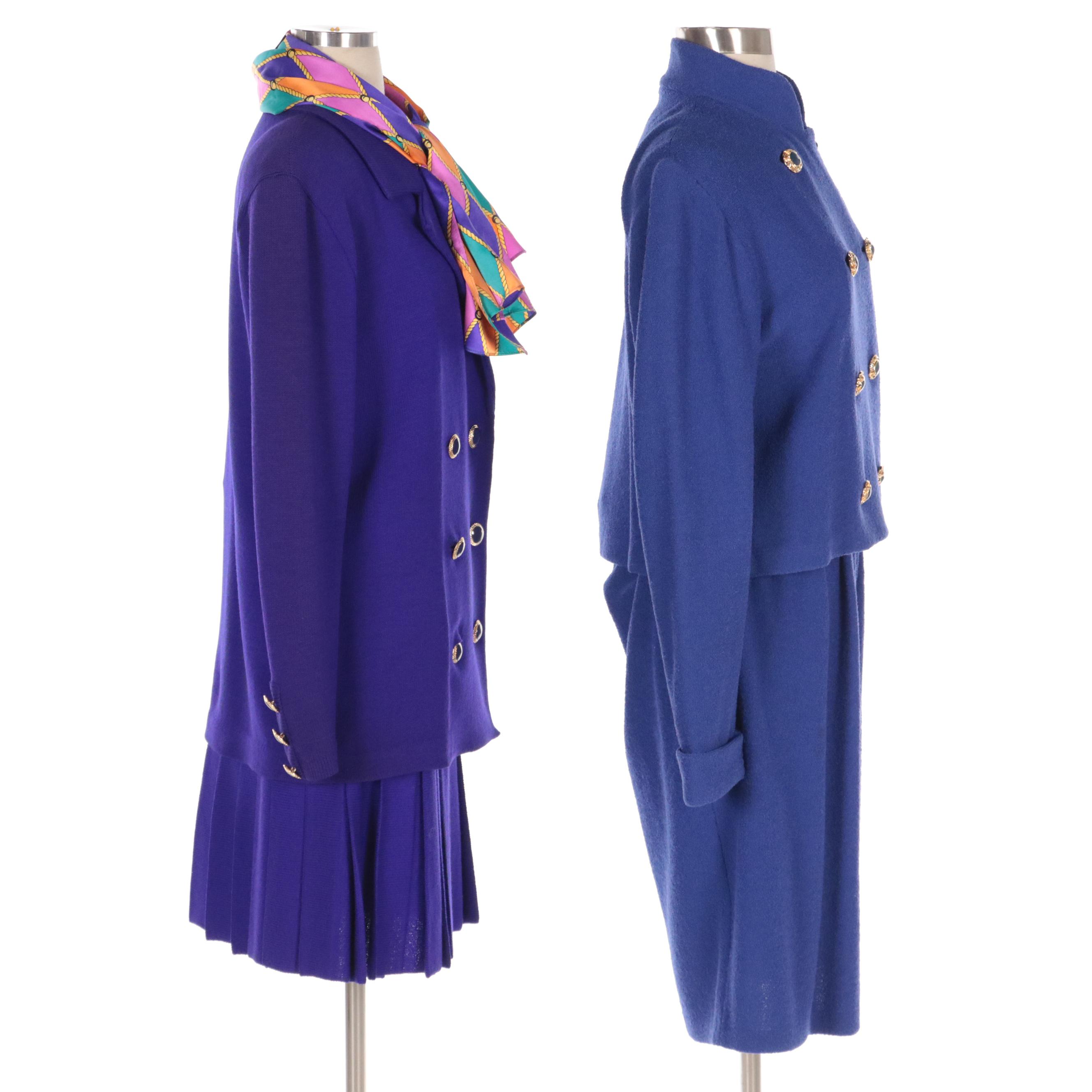 St John Wool Blend Knit Skirt Suits with St John Multicolor Silk