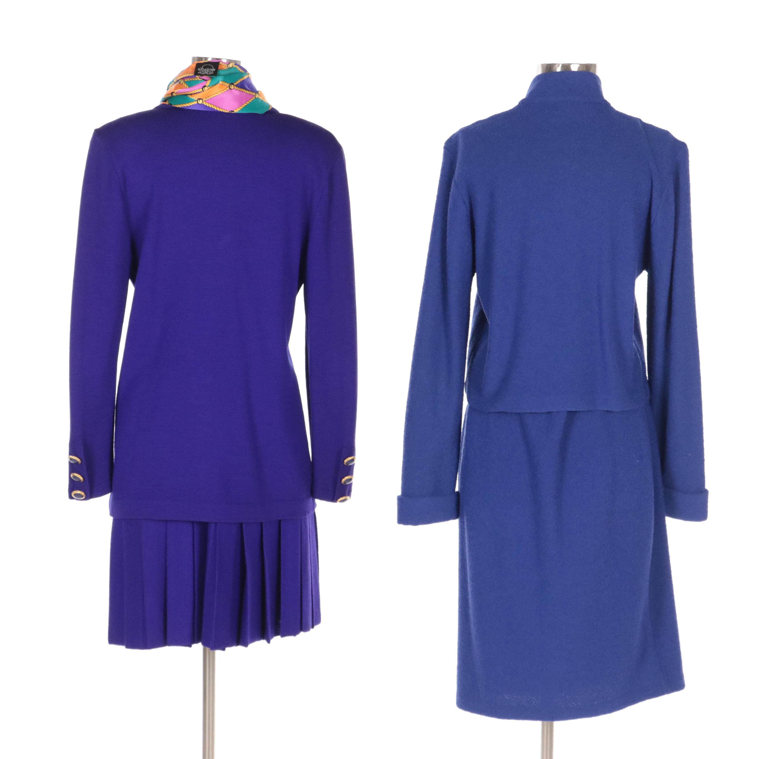 St John Wool Blend Knit Skirt Suits with St John Multicolor Silk