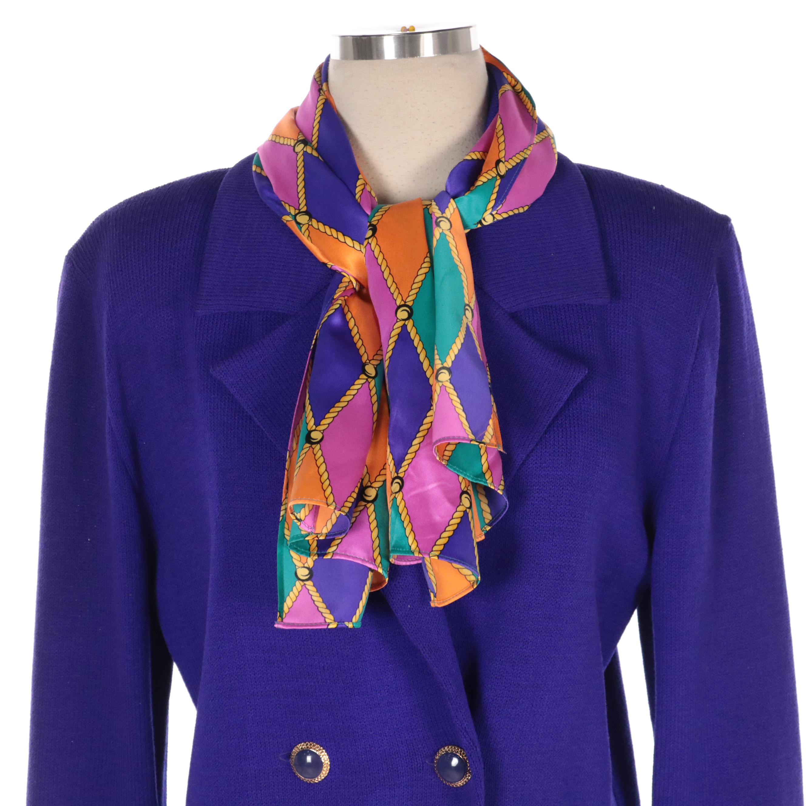 St John Wool Blend Knit Skirt Suits with St John Multicolor Silk