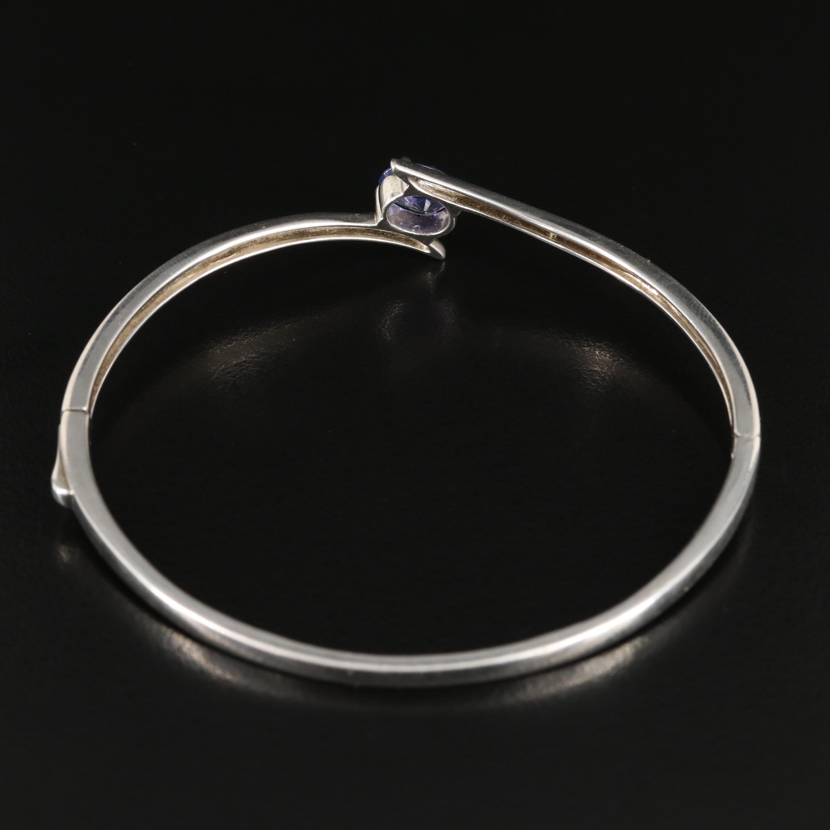 Sterling Tanzanite Hinged Bangle Bracelet