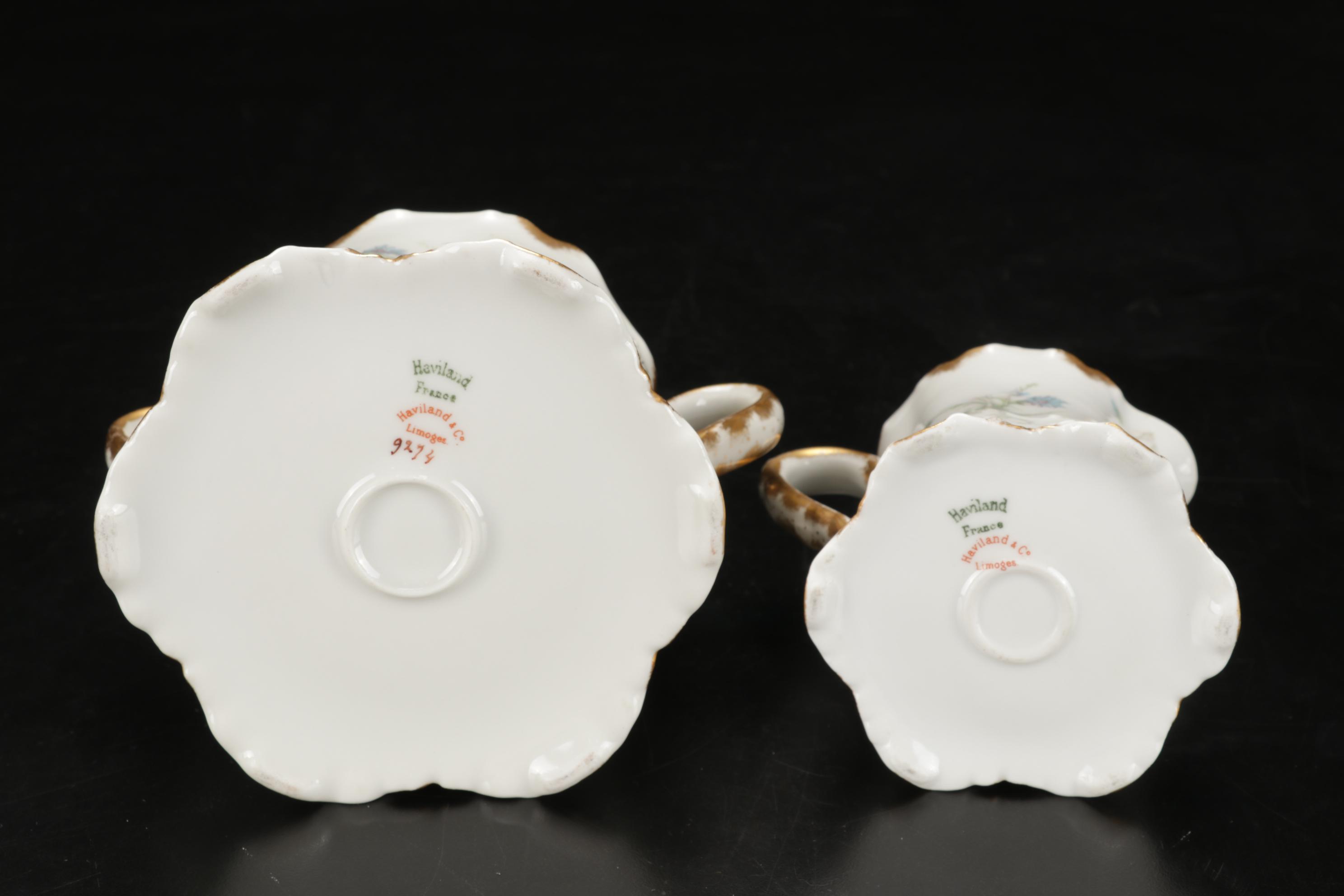 Theodore Haviland Limoges Serveware with Table Linens, Antique