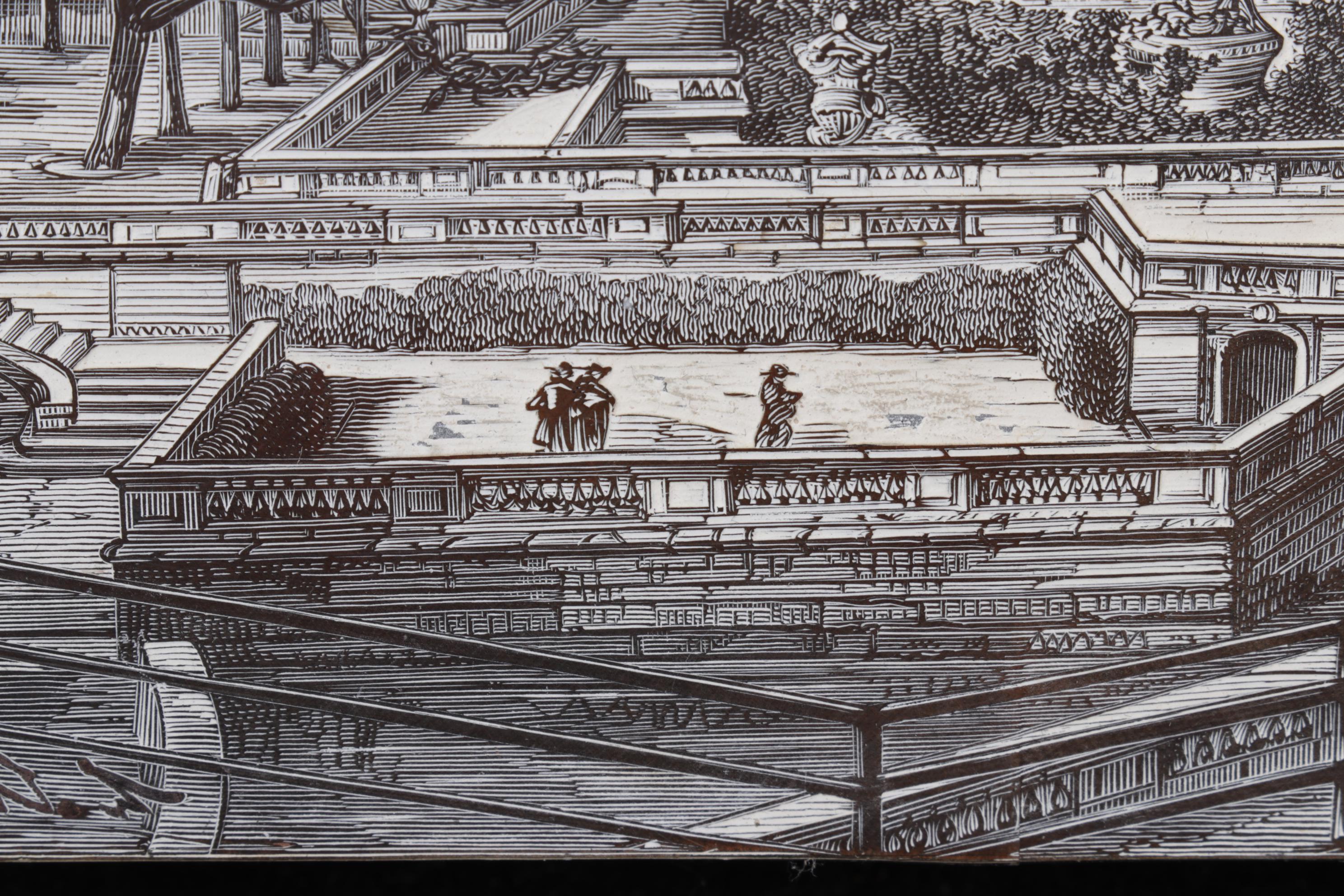 French Intaglio Printing Plate of Jardin de la Fontaine in Nimes