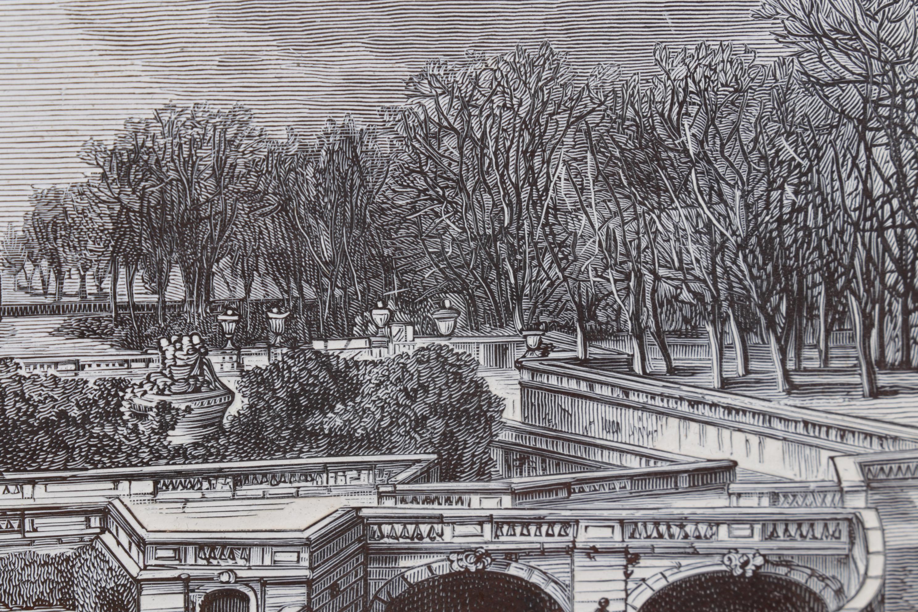 French Intaglio Printing Plate of Jardin de la Fontaine in Nimes