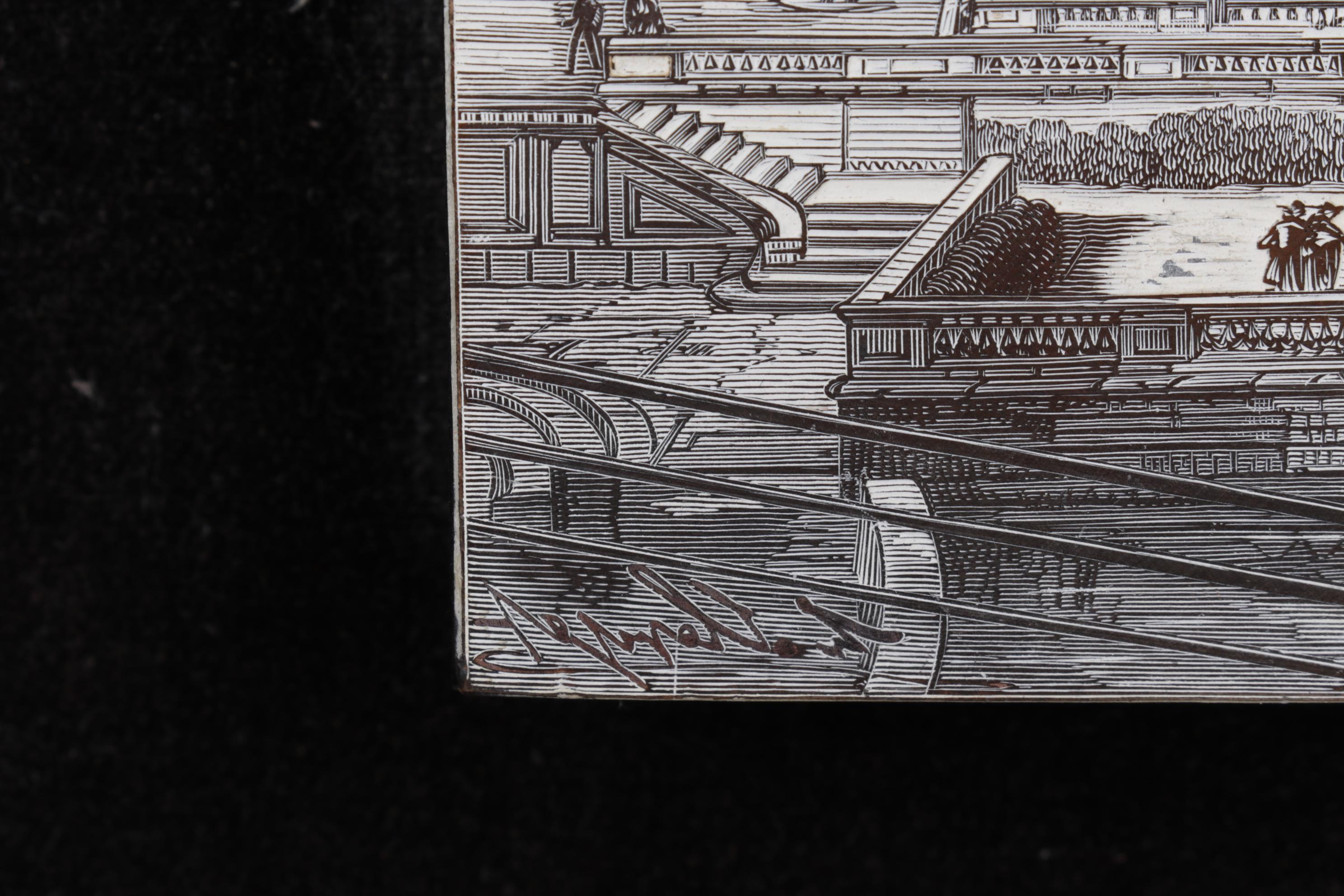 French Intaglio Printing Plate of Jardin de la Fontaine in Nimes