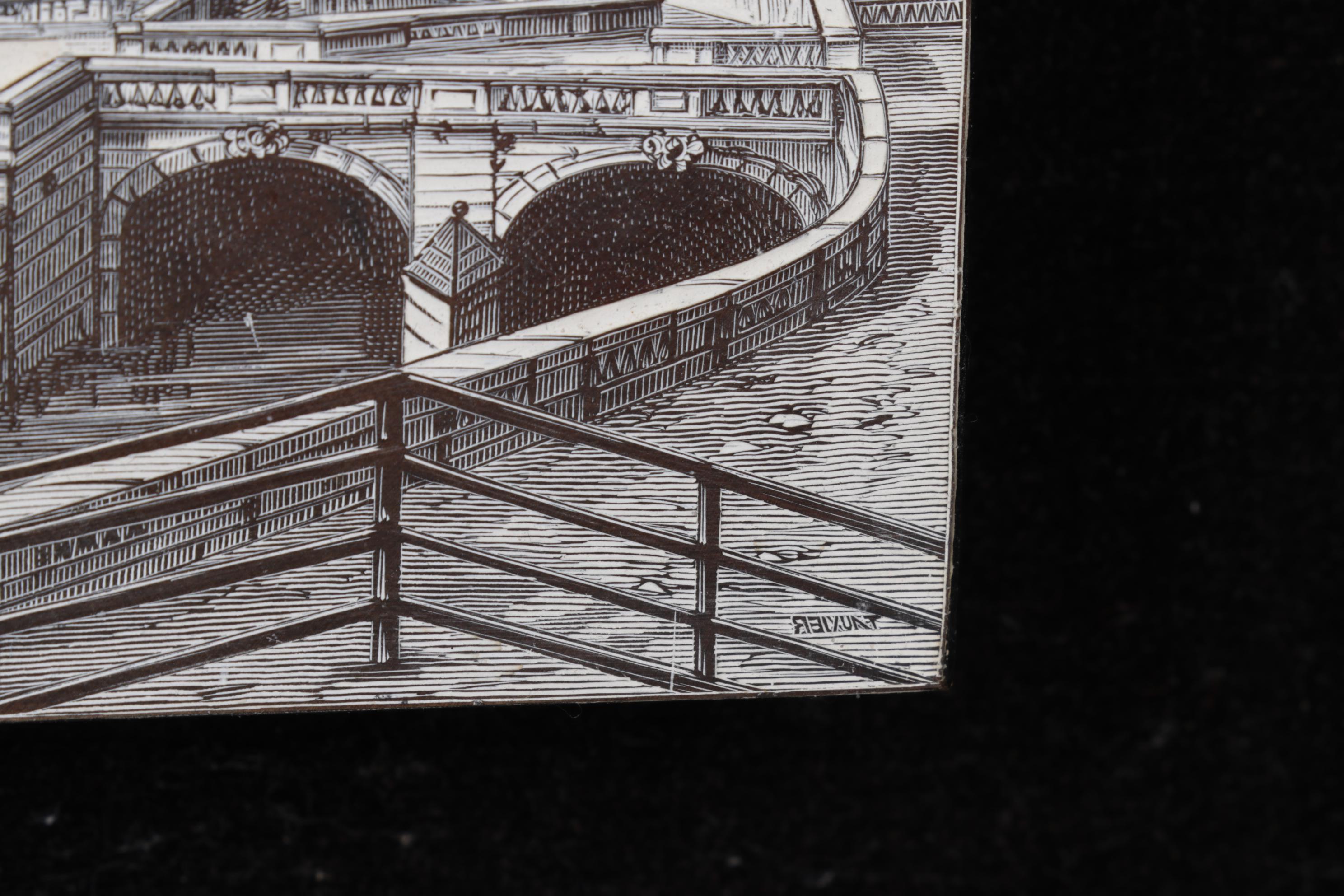 French Intaglio Printing Plate of Jardin de la Fontaine in Nimes