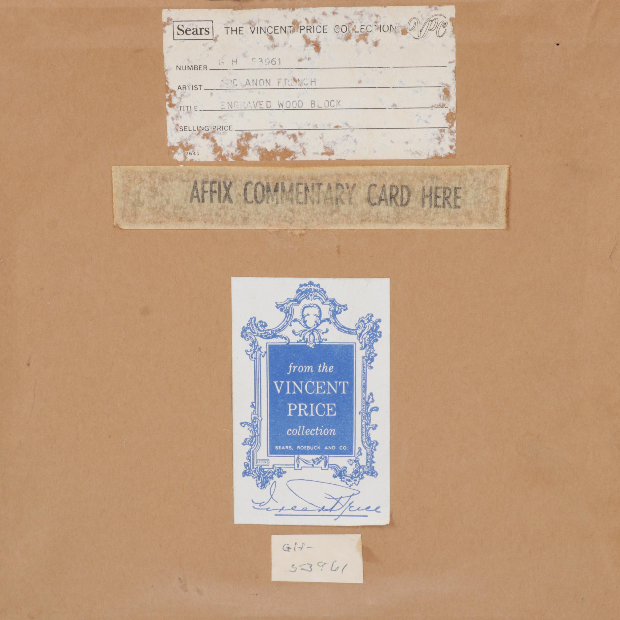 French Intaglio Printing Plate of Jardin de la Fontaine in Nimes