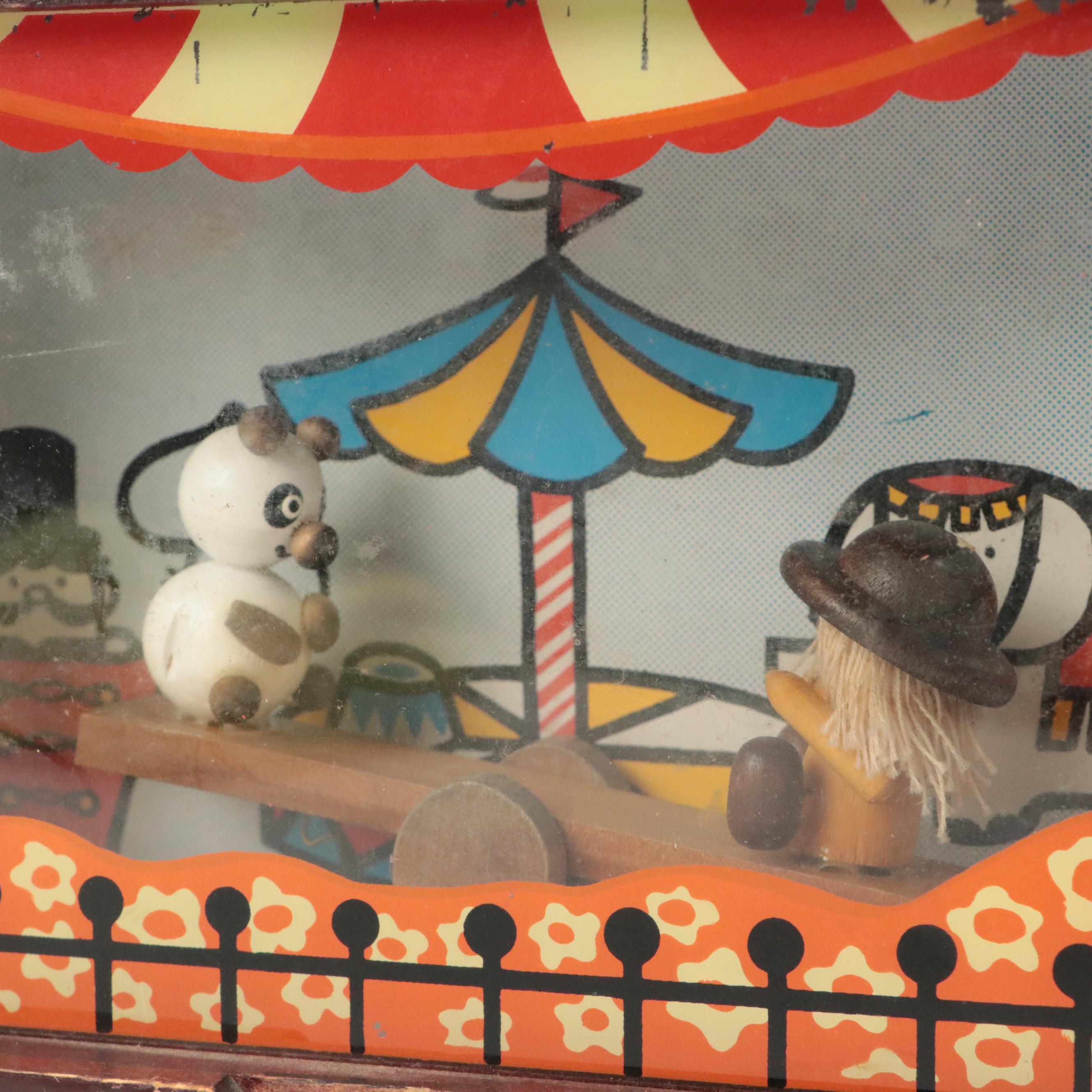 Panda 'See Saw' and Noah's Arc Wooden Music Boxes, circa 1970