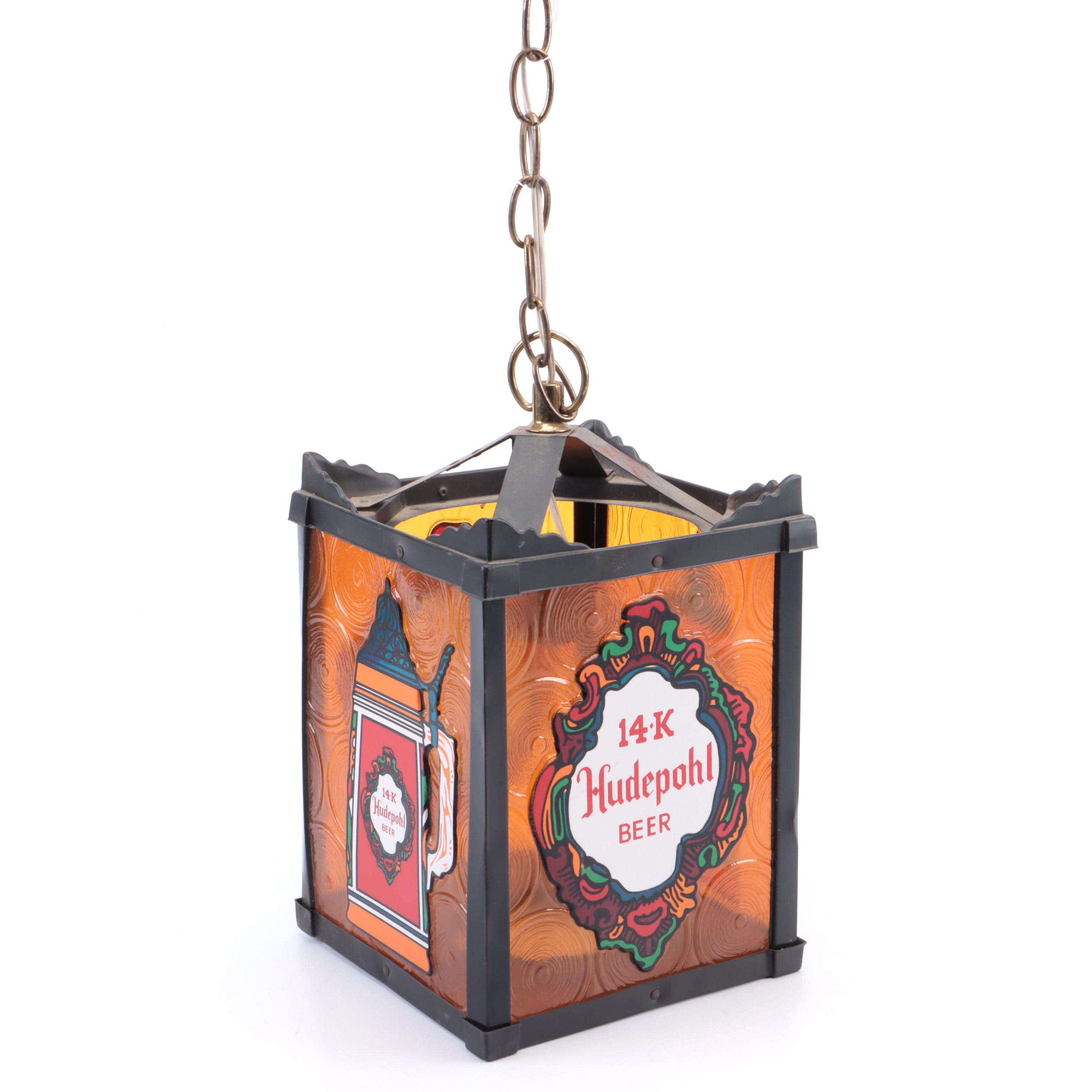 Hudepohl Brewing Co. Faux Stained Glass Pendant Light