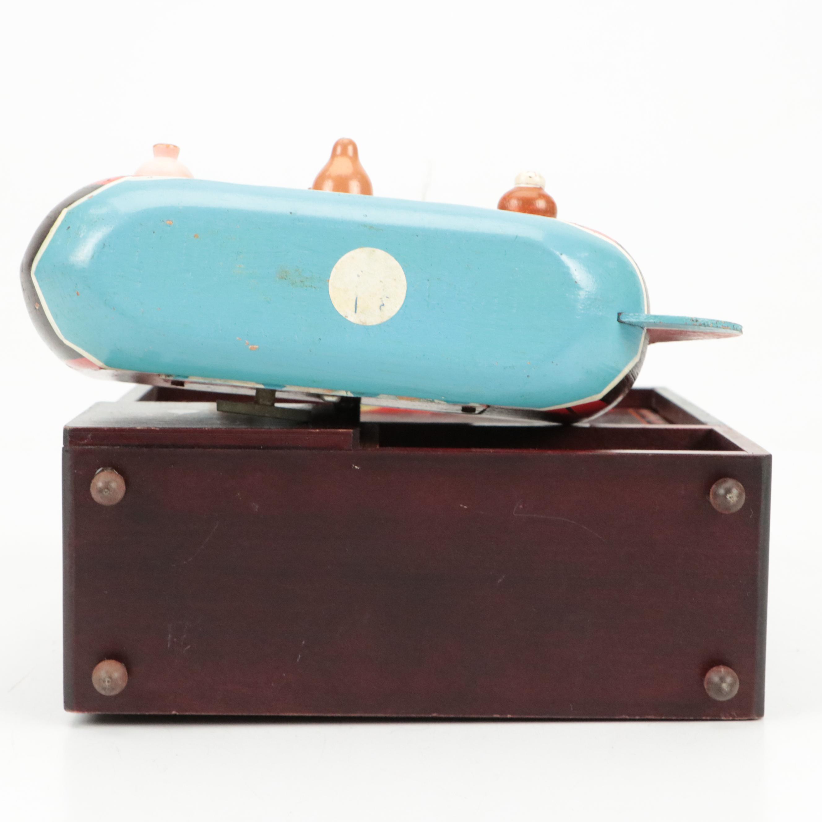Panda 'See Saw' and Noah's Arc Wooden Music Boxes, circa 1970