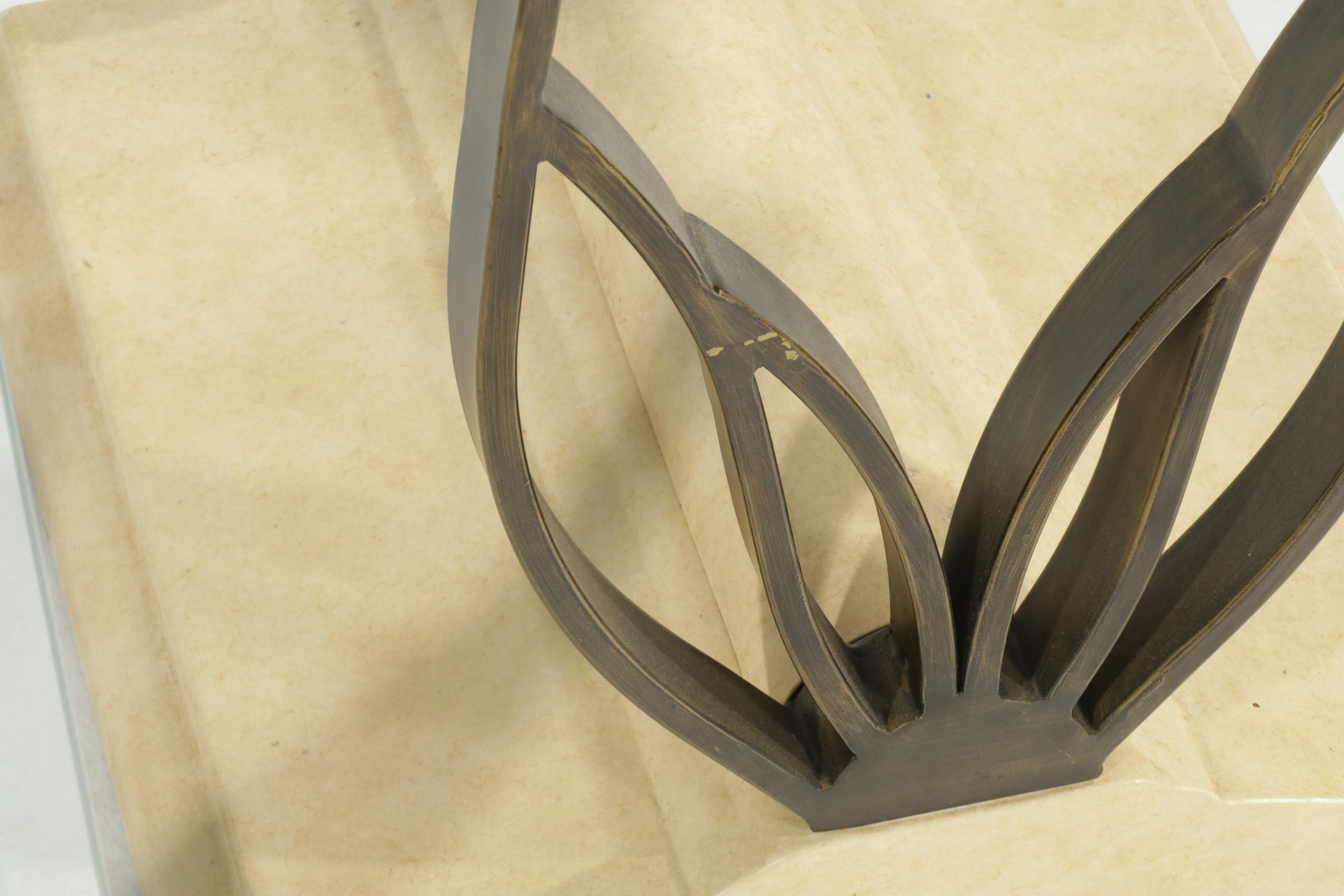 Art Deco Style Painted Metal Glass Top Butterfly Tables, 20th Century