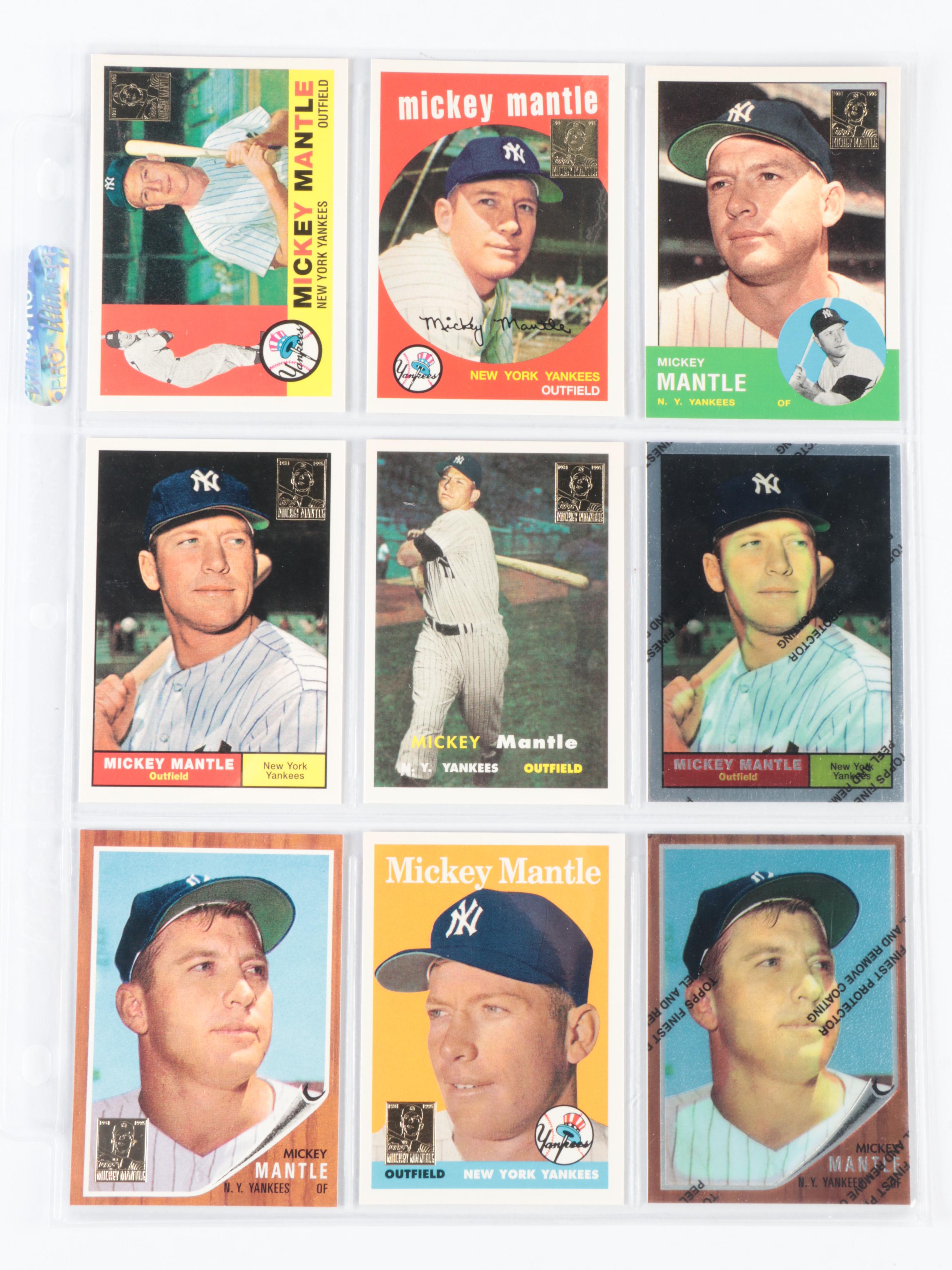 Mickey Mantle Reprint Baseball Cards with Baseball Heroes Tin and More